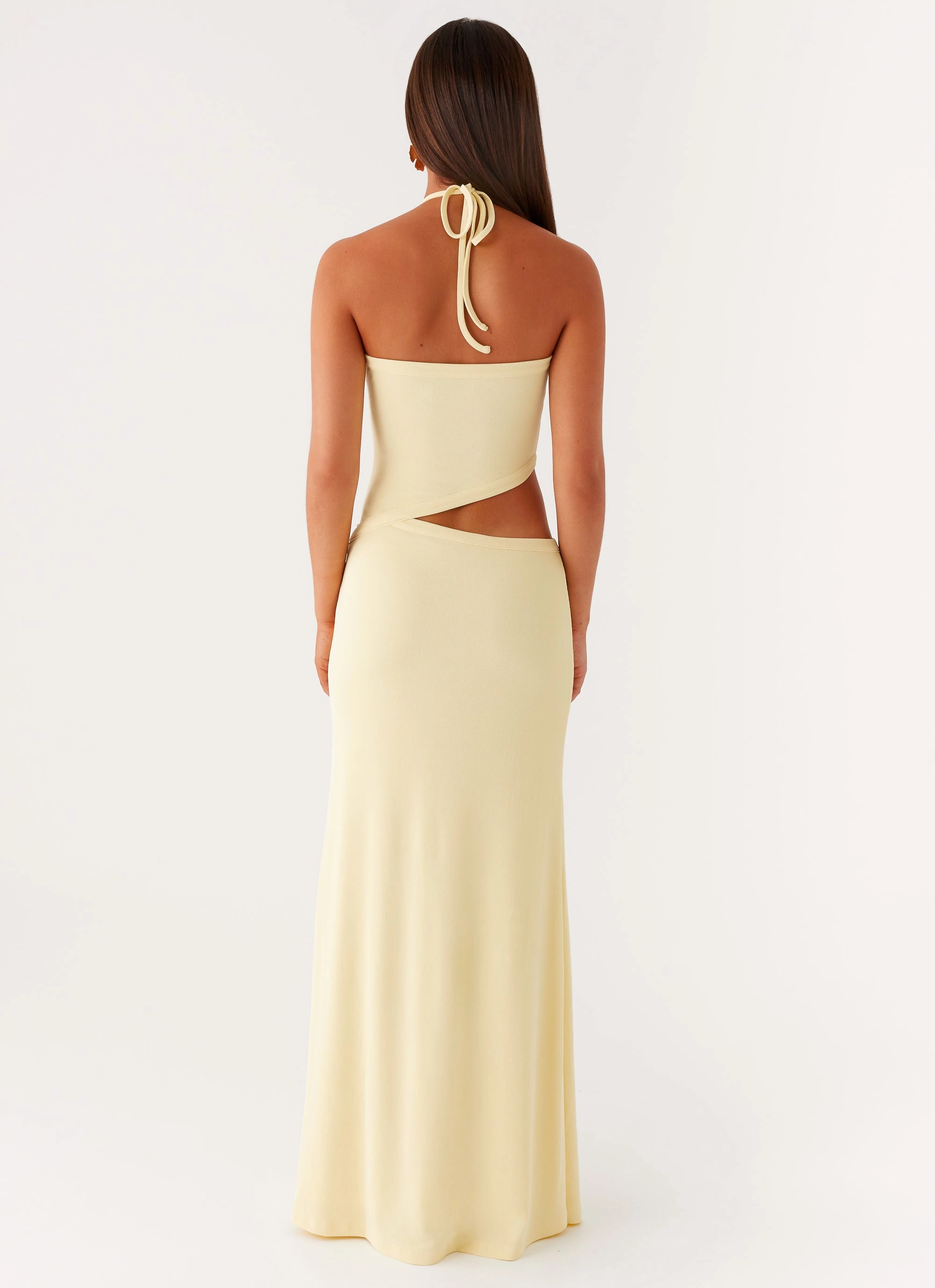 Lanah Cut Out Maxi Dress - Yellow Lightweight Wear Vibrant Form