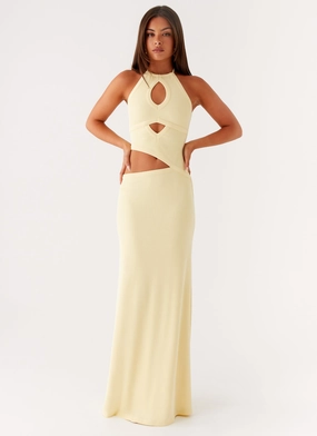 Lanah Cut Out Maxi Dress - Yellow Calm Aesthetic