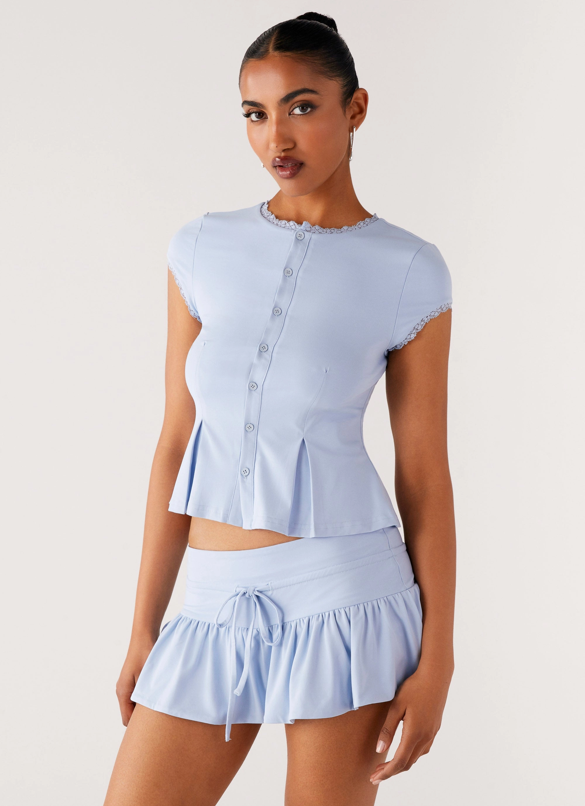FrictionResistant Fabric Landon Button Up Top - Blue