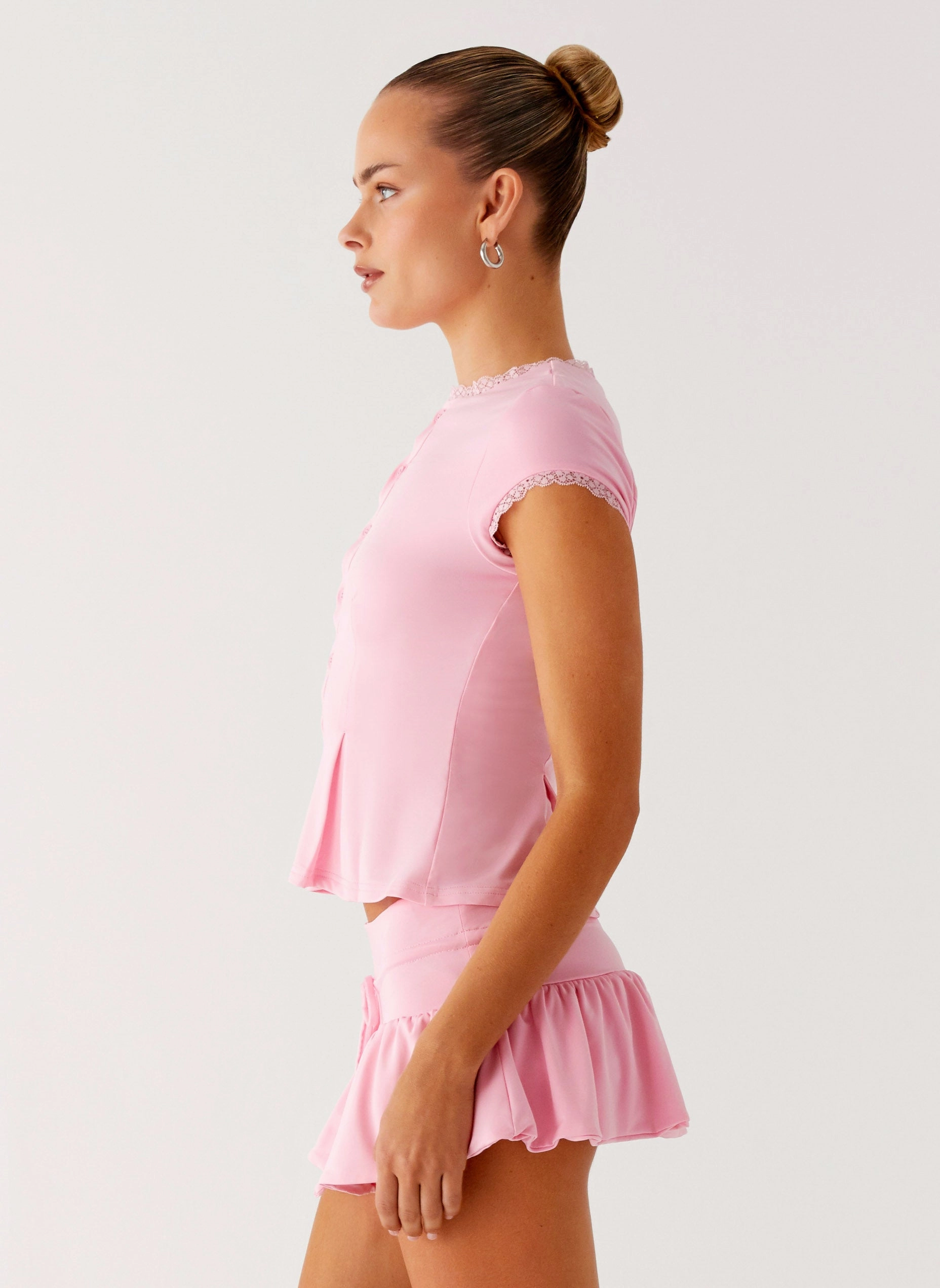 Adjustable Hemline Quick Dry Feature Landon Button Up Top - Pink