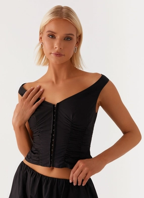Landslide Top - Black Oversized Silhouette TwillWeave