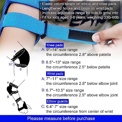 LANNEY Kids Knee Pads and Elbow Pads Set, 3-13 Years Knee Pads for Kids Toddler 3 in 1 Protective Gear Set with Wrist Guards for Skateboard, Scooter, Cycling, Riding Sports, Gift for Youth Boys Girls