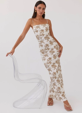 Mood Booster Lara Satin Maxi Dress - Hazel Bloom