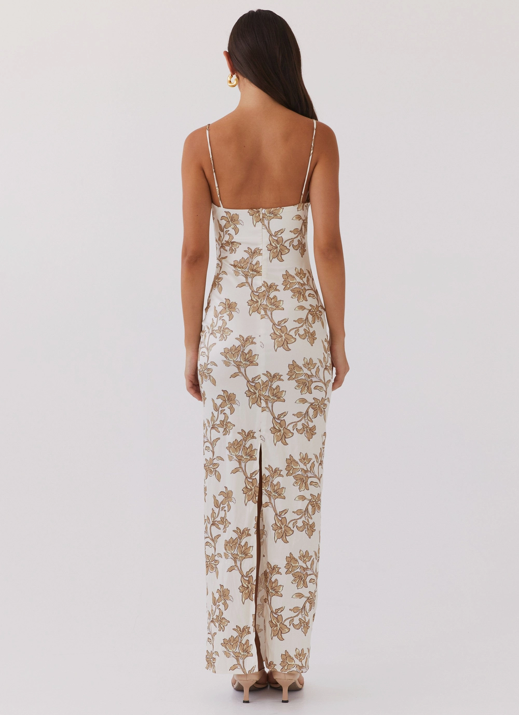 Lara Satin Maxi Dress - Hazel Bloom Polished Finish