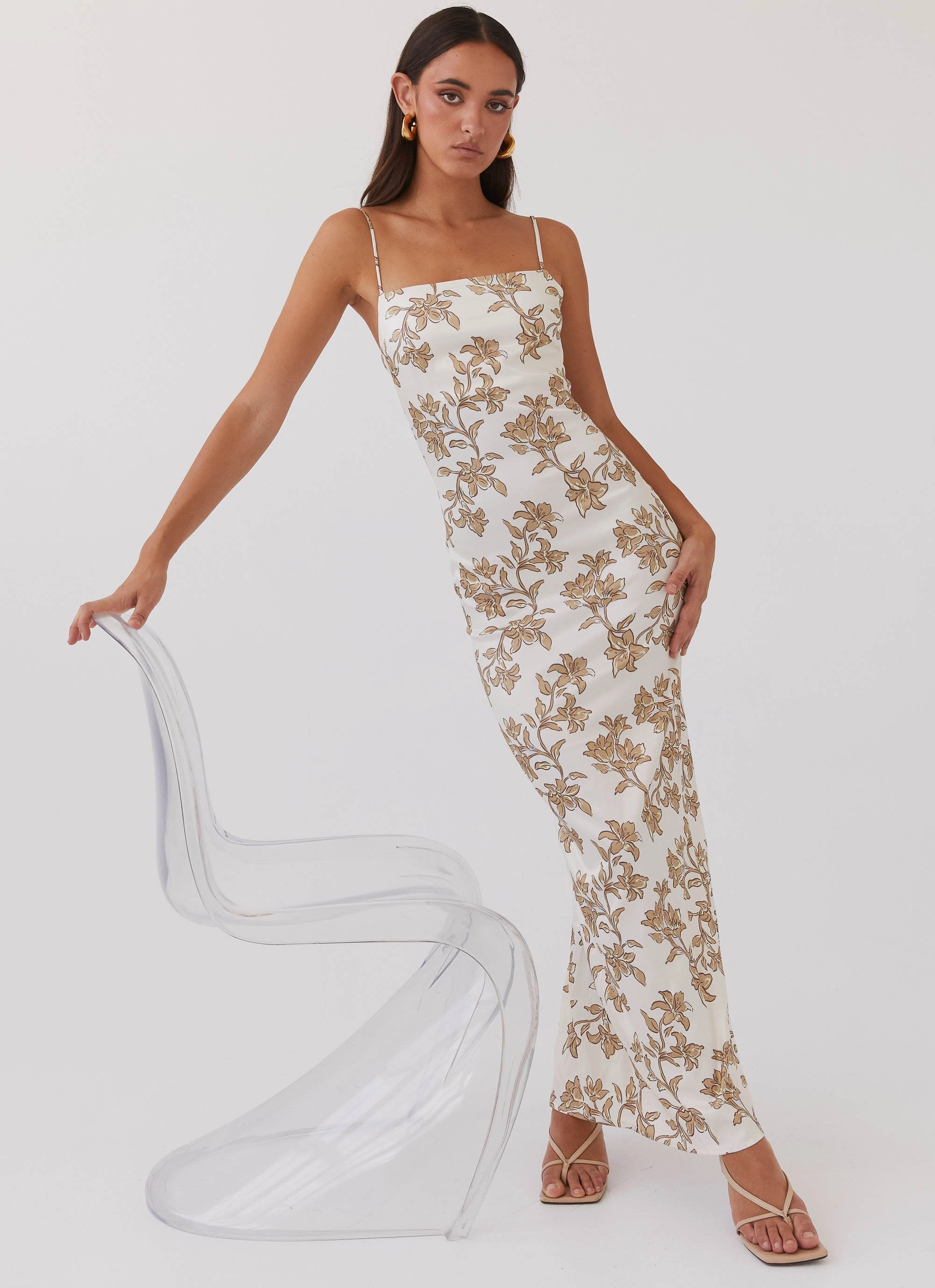 Mood Booster Lara Satin Maxi Dress - Hazel Bloom