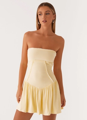 Street Motion Urban Edge Larnie Linen Mini Dress - Lemon
