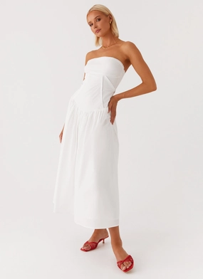 Layering Comfort Beadwork Larnie Midi Dress - White