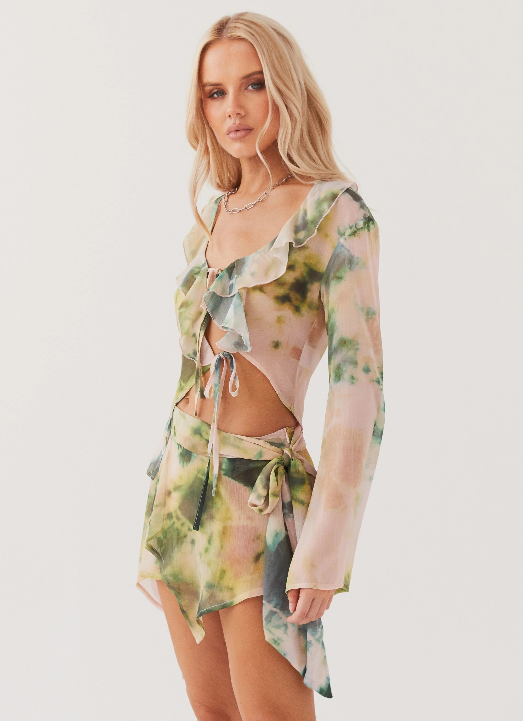 AllDay Comfort Design Thermal Insulated Jacket Sariah Tie Long Sleeve Top - Rainforest