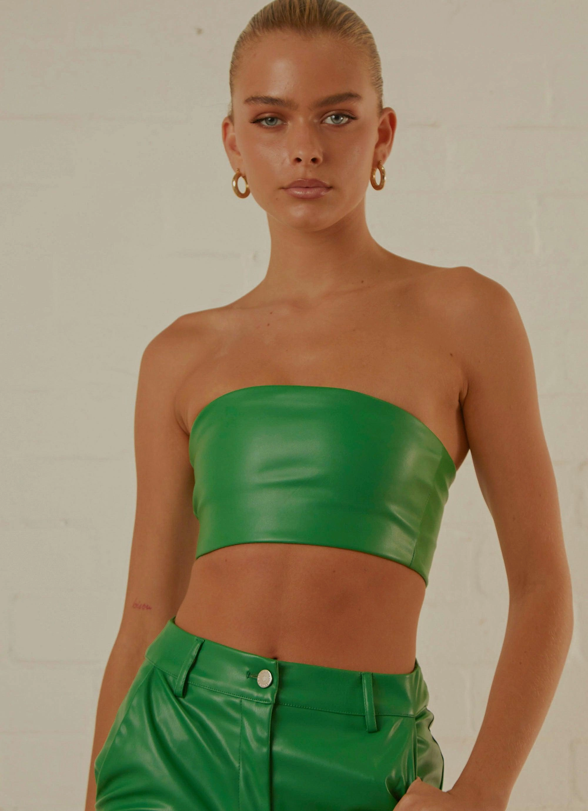 Odor Resistant Finish Raw Edge Finish Late Night Dance Crop Top - Jade Green