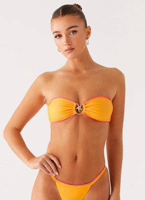 Stretchable Fabric Laurel Bikini Top - Orange