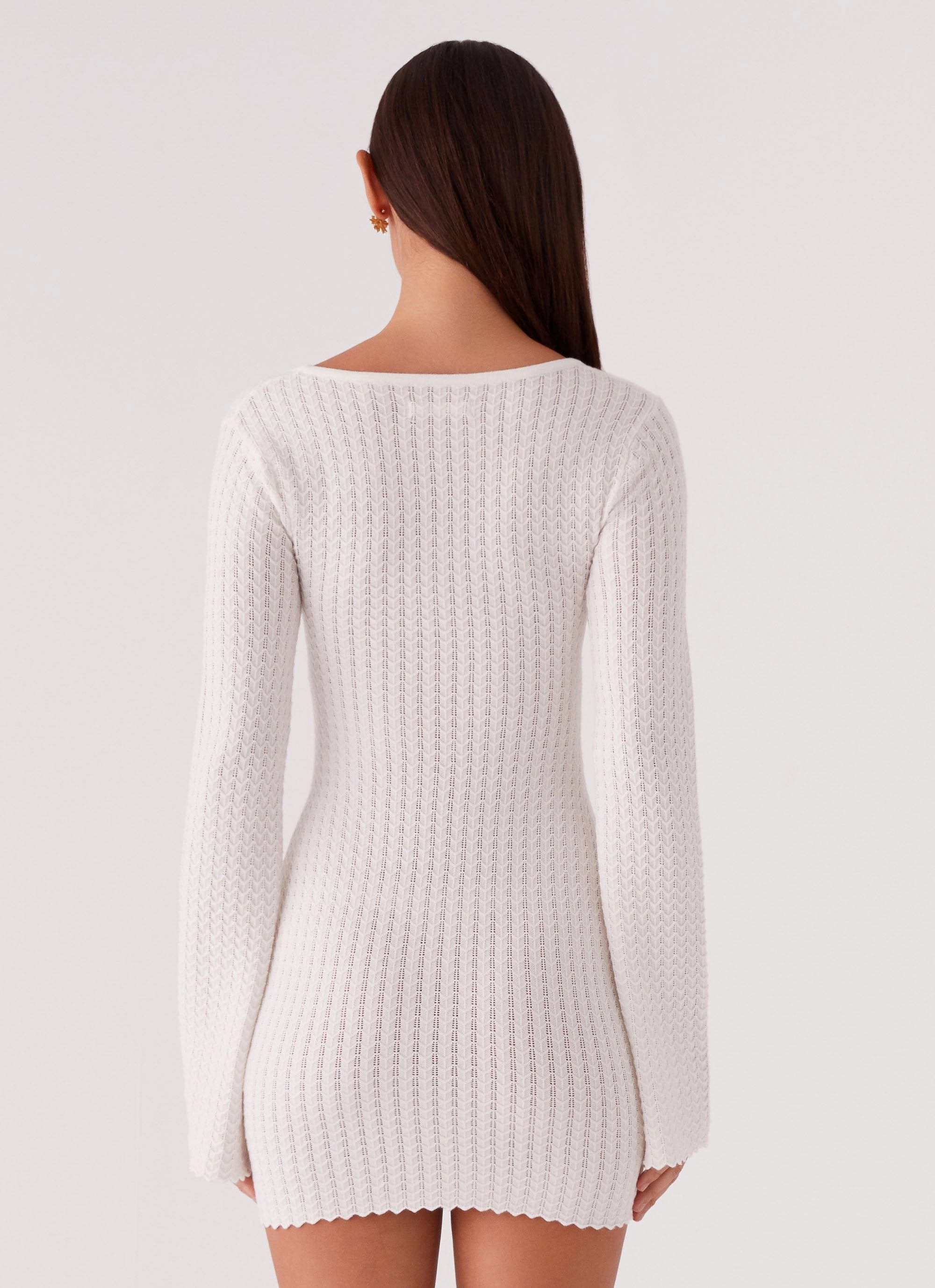 Subtle Finish Breathable Lavelle Knit Mini Dress - Ivory