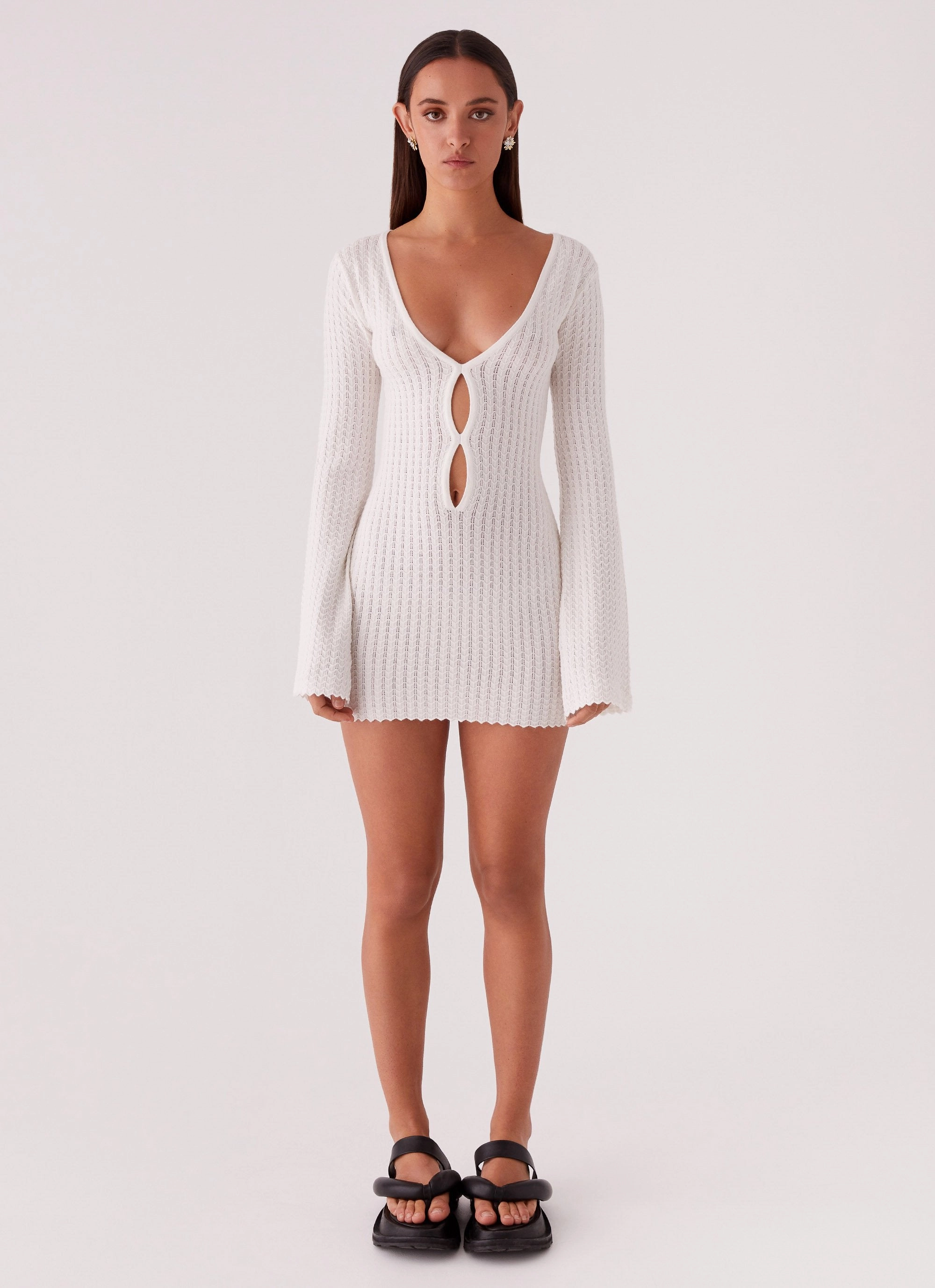 Lavelle Knit Mini Dress - Ivory Soft and Chic