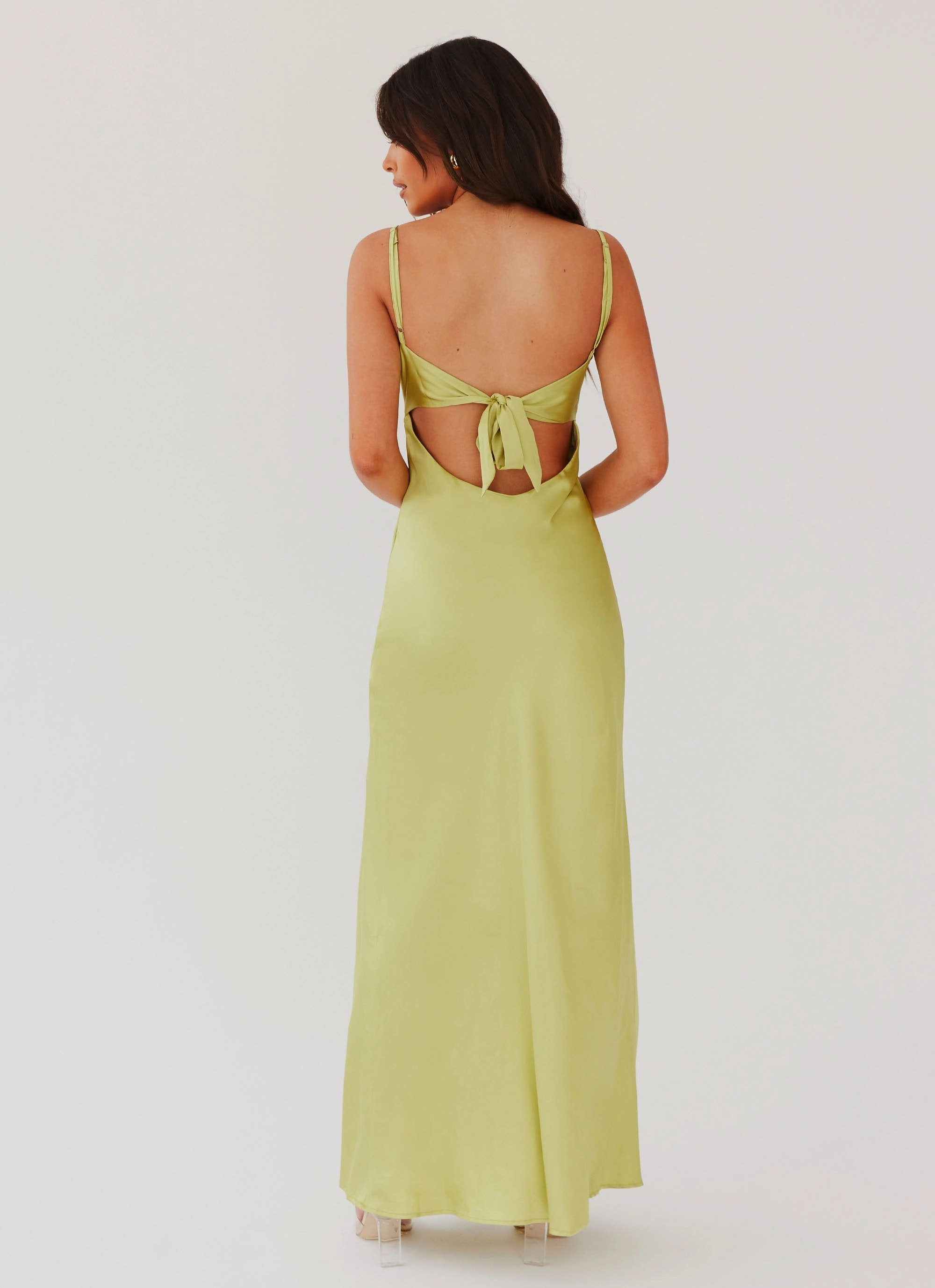 Daily Silhouette Flora Satin Maxi Dress - Green Expectations