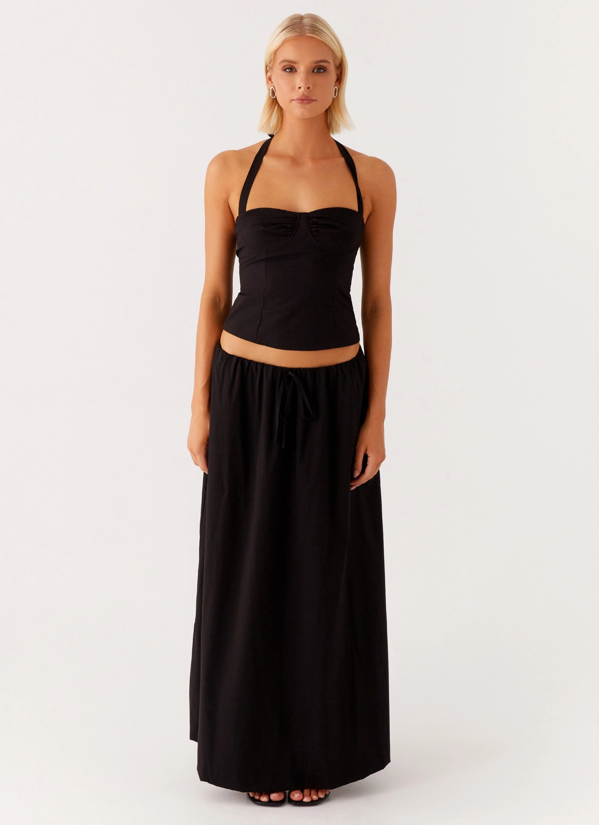Daily Comfort Fit Non Slip Waistband Cheryl Maxi Skirt - Black