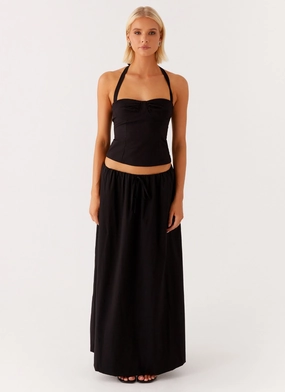 Daily Comfort Fit Non Slip Waistband Cheryl Maxi Skirt - Black