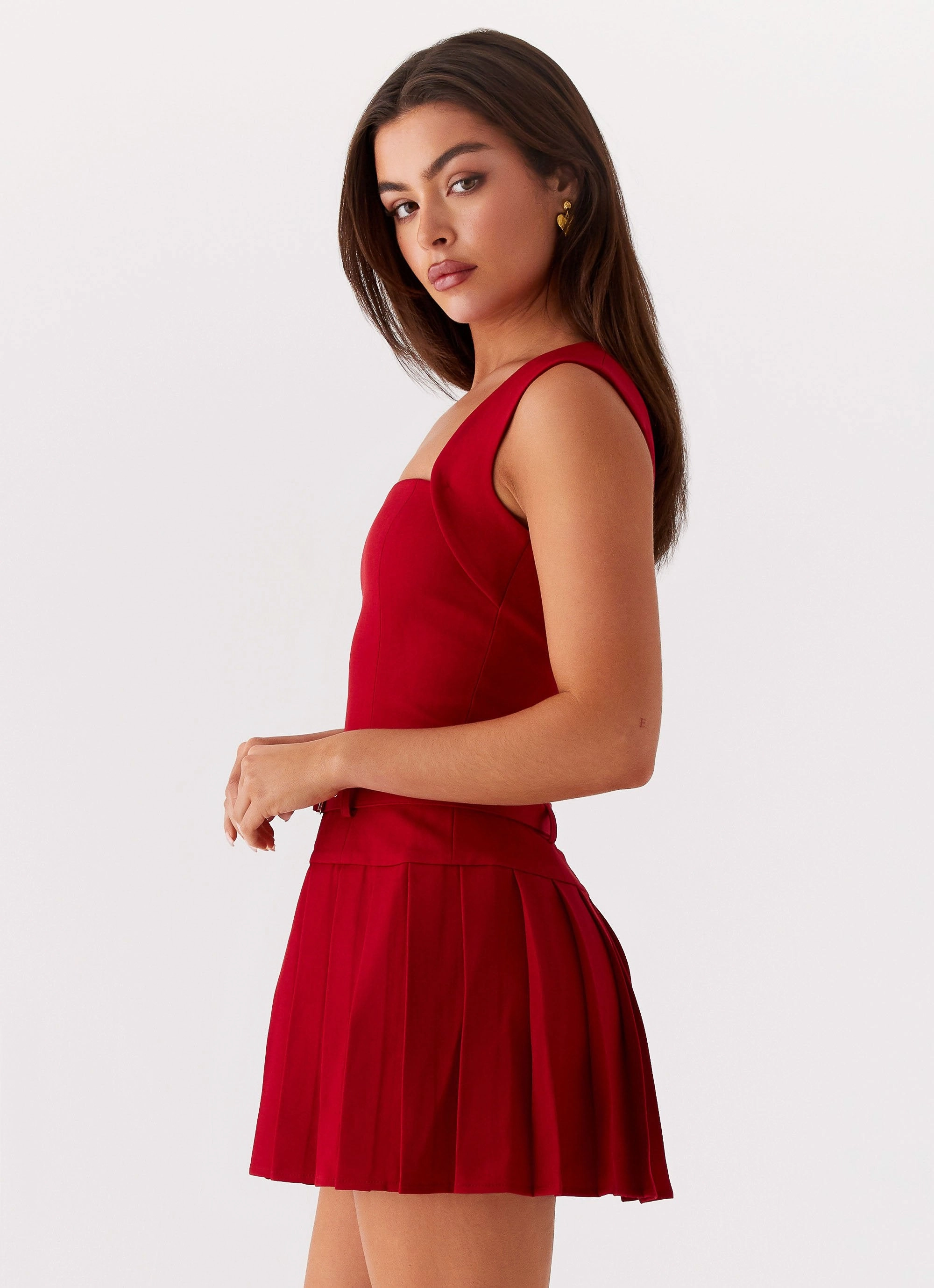 Smart and Chic Flow Ready Justina Belted Mini Dress - Red