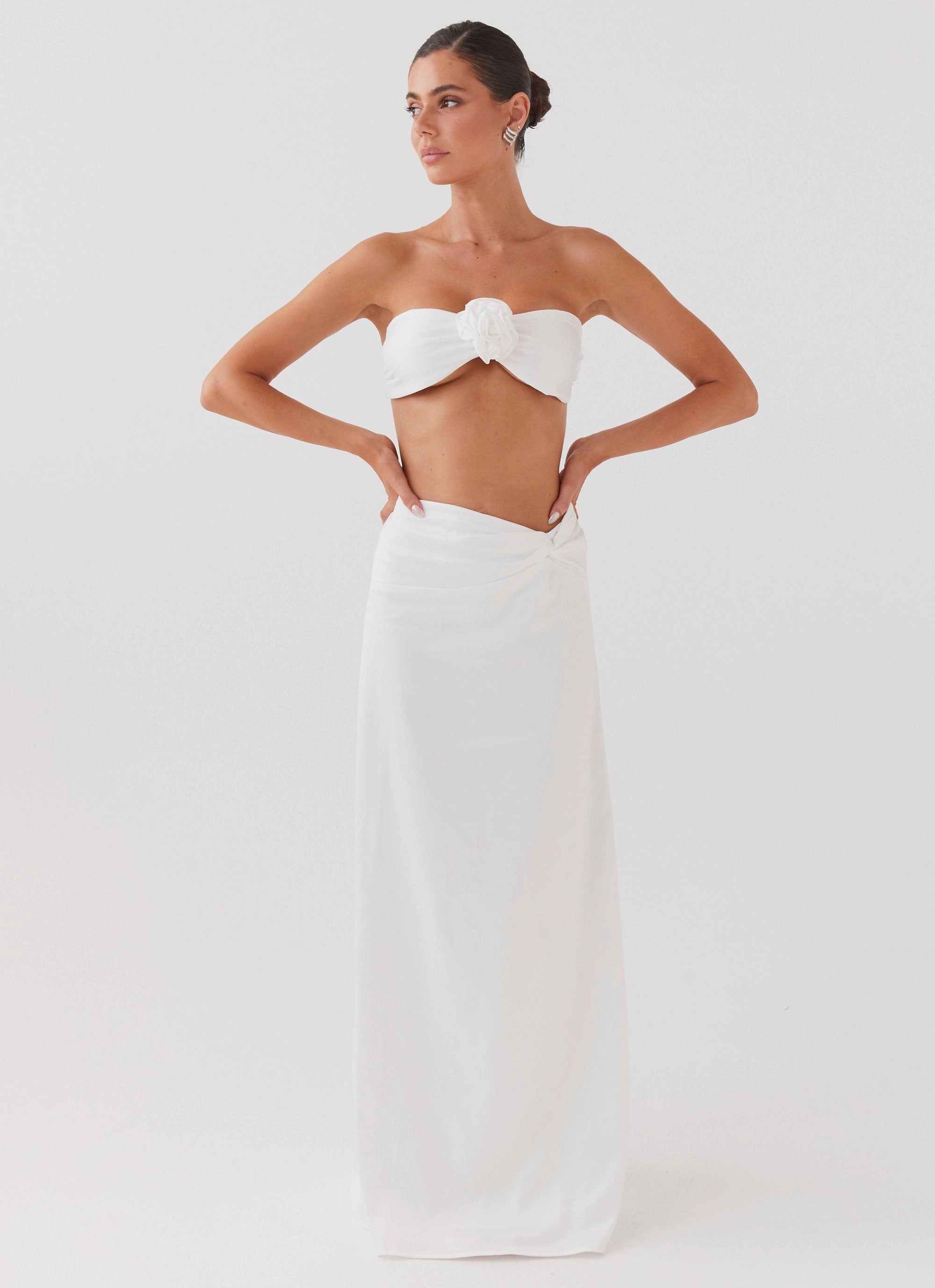 Bamboo Derived Material AntiFade Treatment Crescent Light Rose Bandeau Top - Ivory