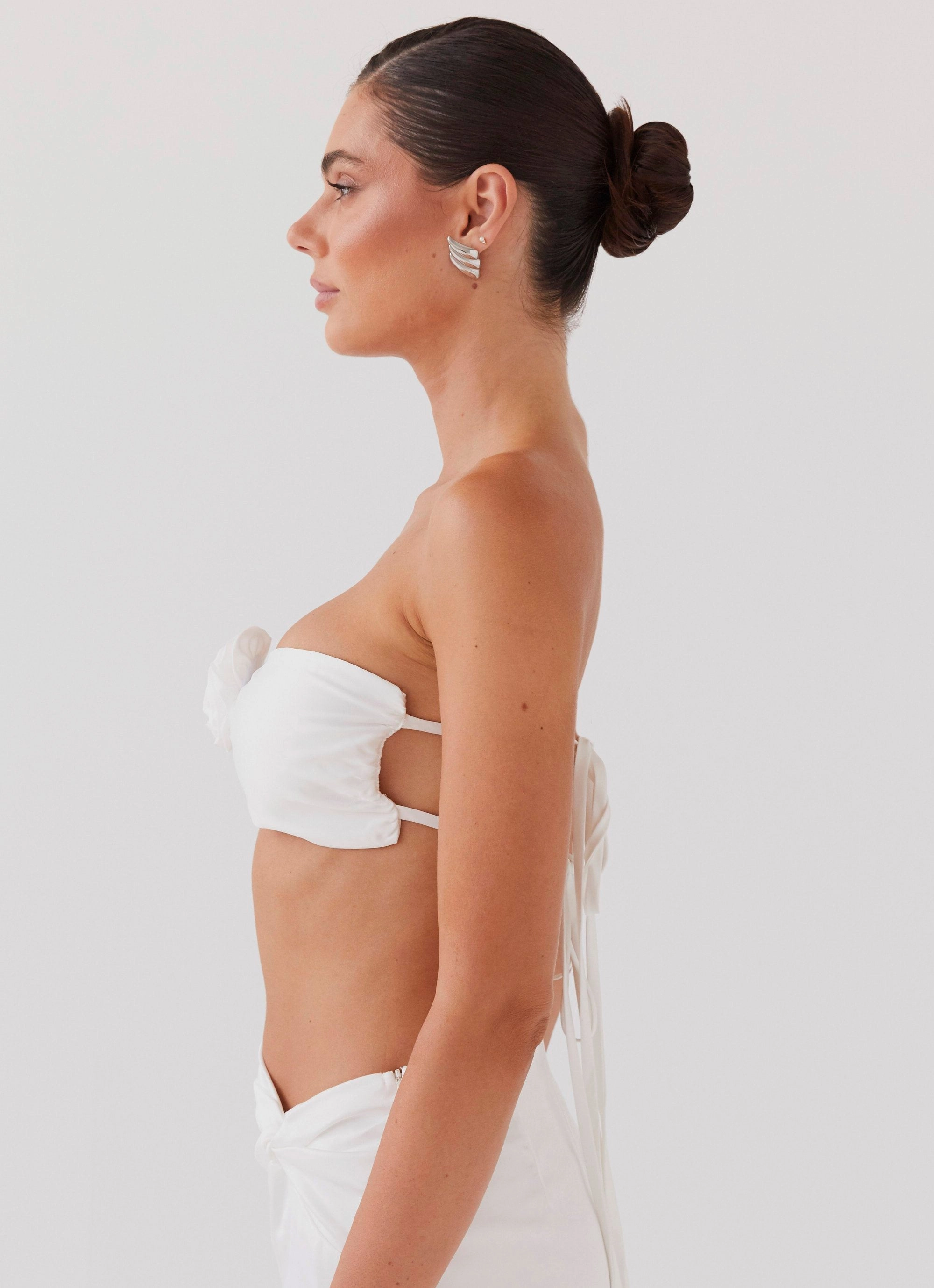 Crescent Light Rose Bandeau Top - Ivory Active Look