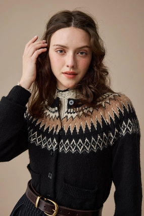 Heather 13 |Fair Isle knits Cardigan Hidden Zipper Closure