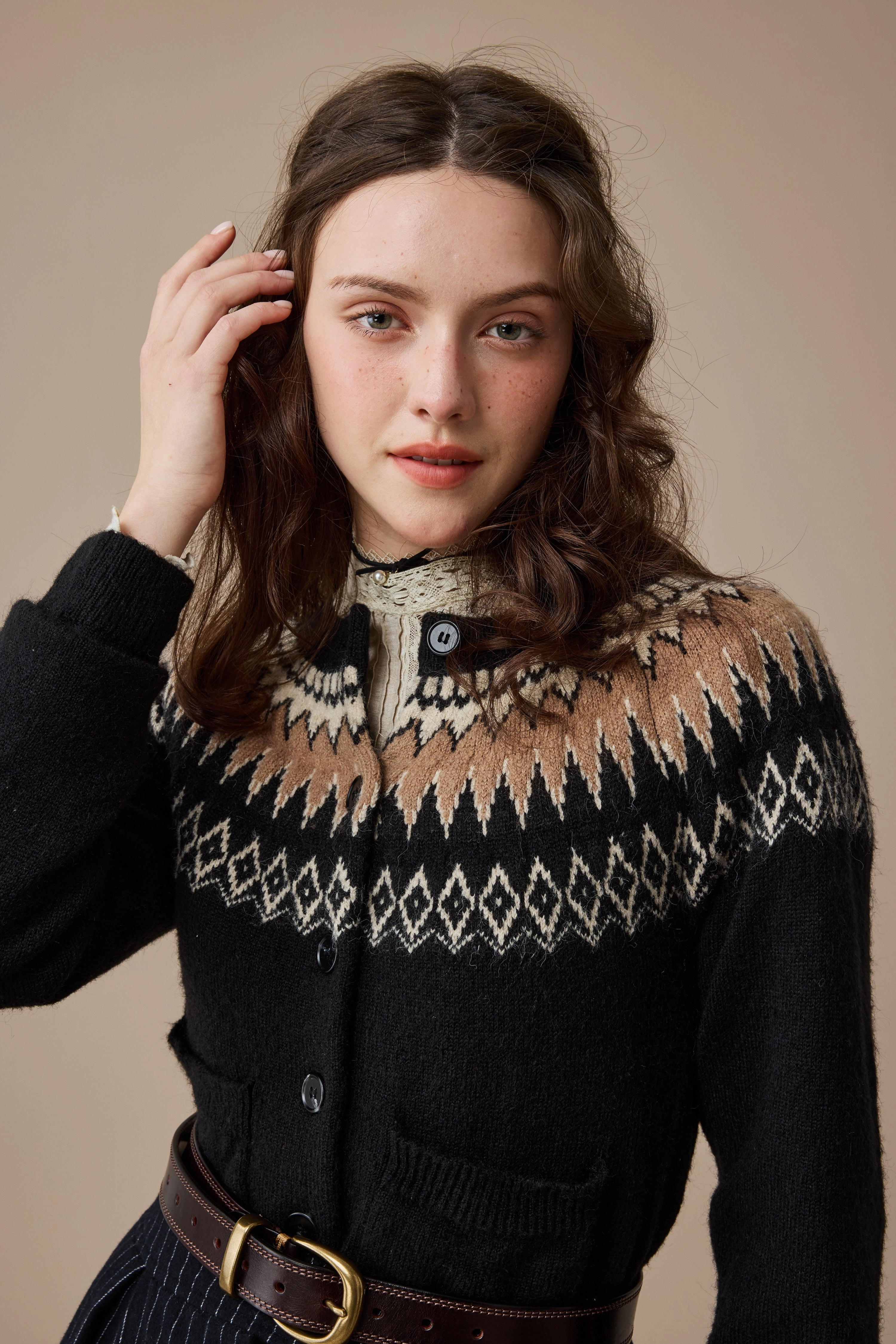 SecurePockets Noise Reduced Zipper Heather 13 |Fair Isle knits Cardigan