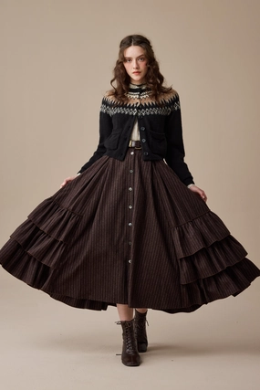 Durable Binding Kaite 18 |ruffled maxi wool skirt