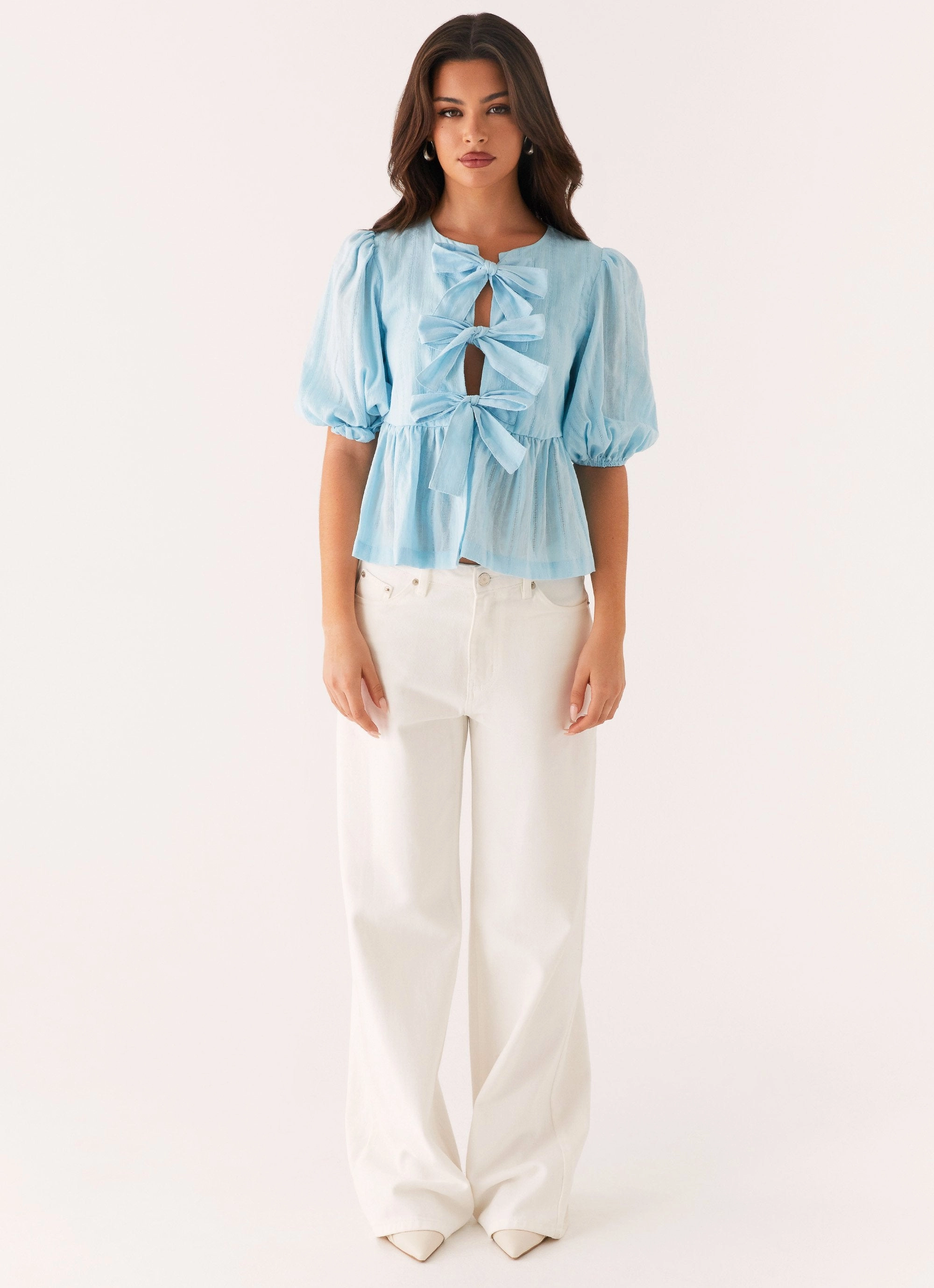 Western Wind Tie Top - Blue Casual Fit