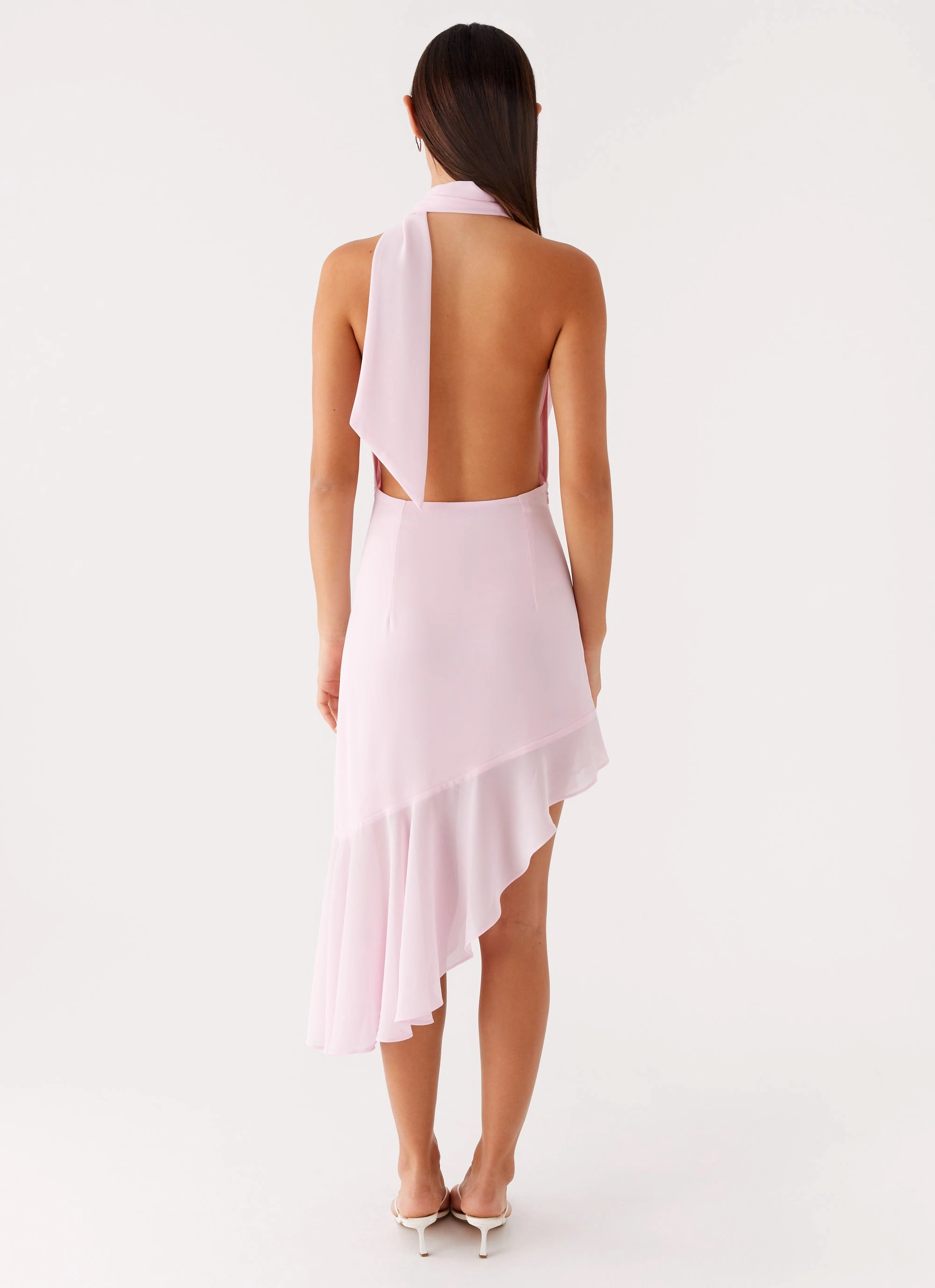 Layna Scarf Midi Dress - Pink Sculpted Fit Matte Fabric