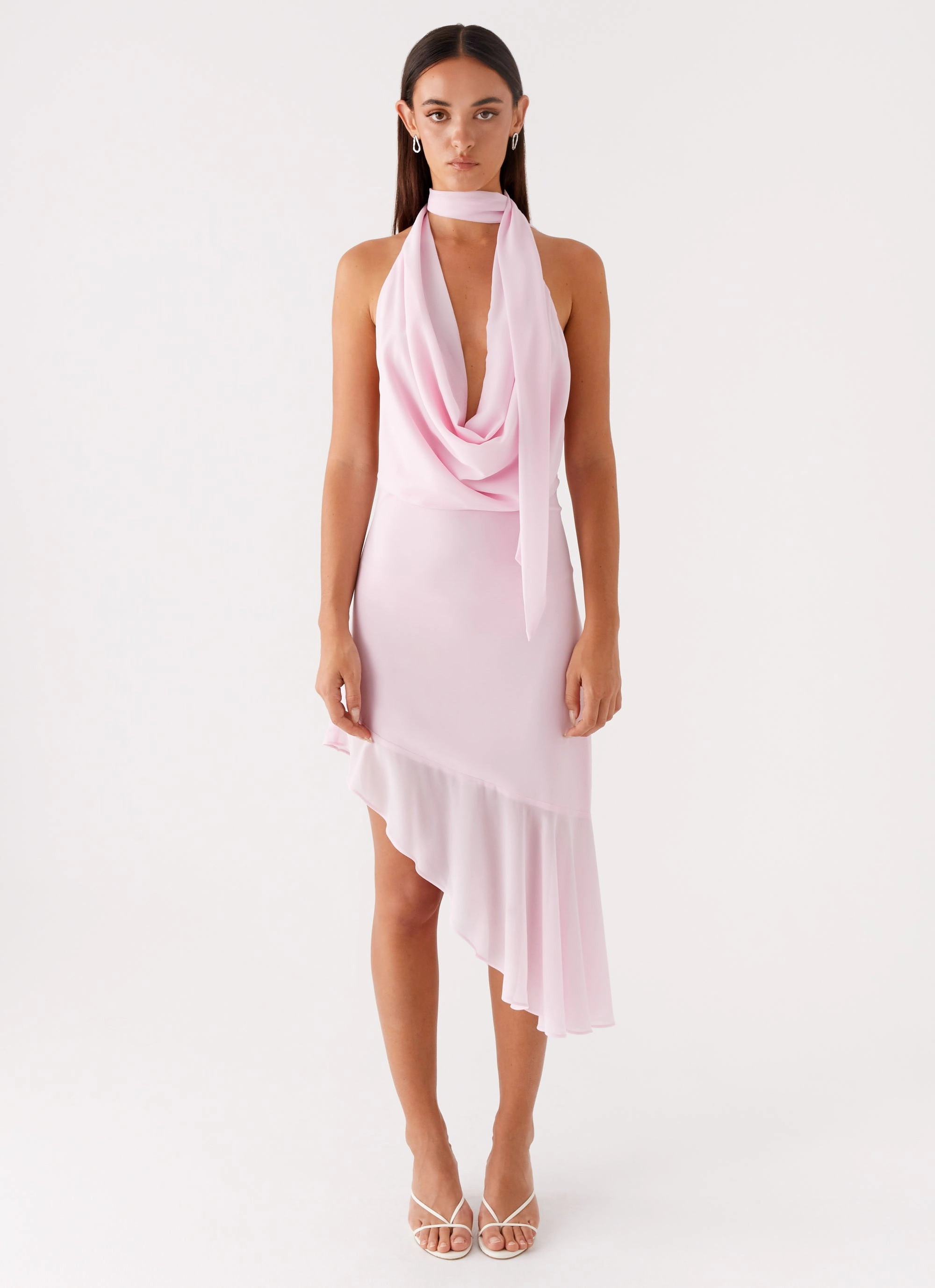 Office Classic Layna Scarf Midi Dress - Pink