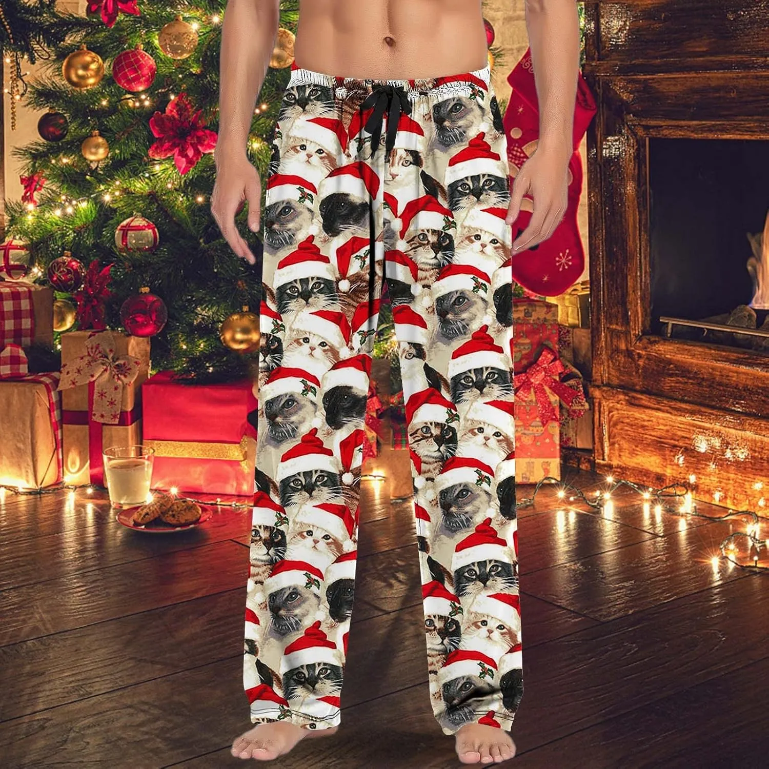 LCMTWX Mens Pants Mens Casual Pants Pajama Pants with Drawstring and Pockets Men's Pants Mens Fleece Pajama Pants Flannel