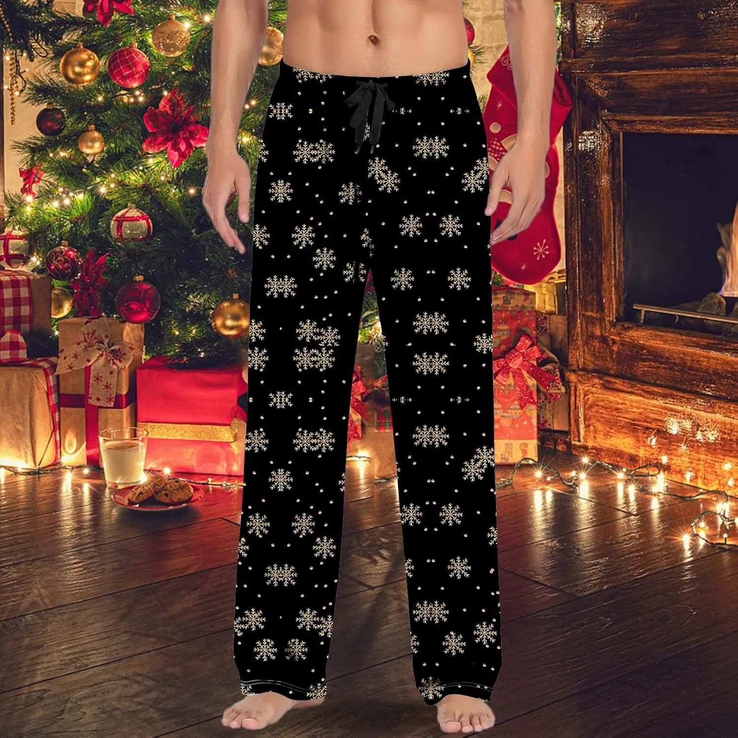 LCMTWX Mens Pants Mens Casual Pants Pajama Pants with Drawstring and Pockets Men's Pants Mens Fleece Pajama Pants Flannel