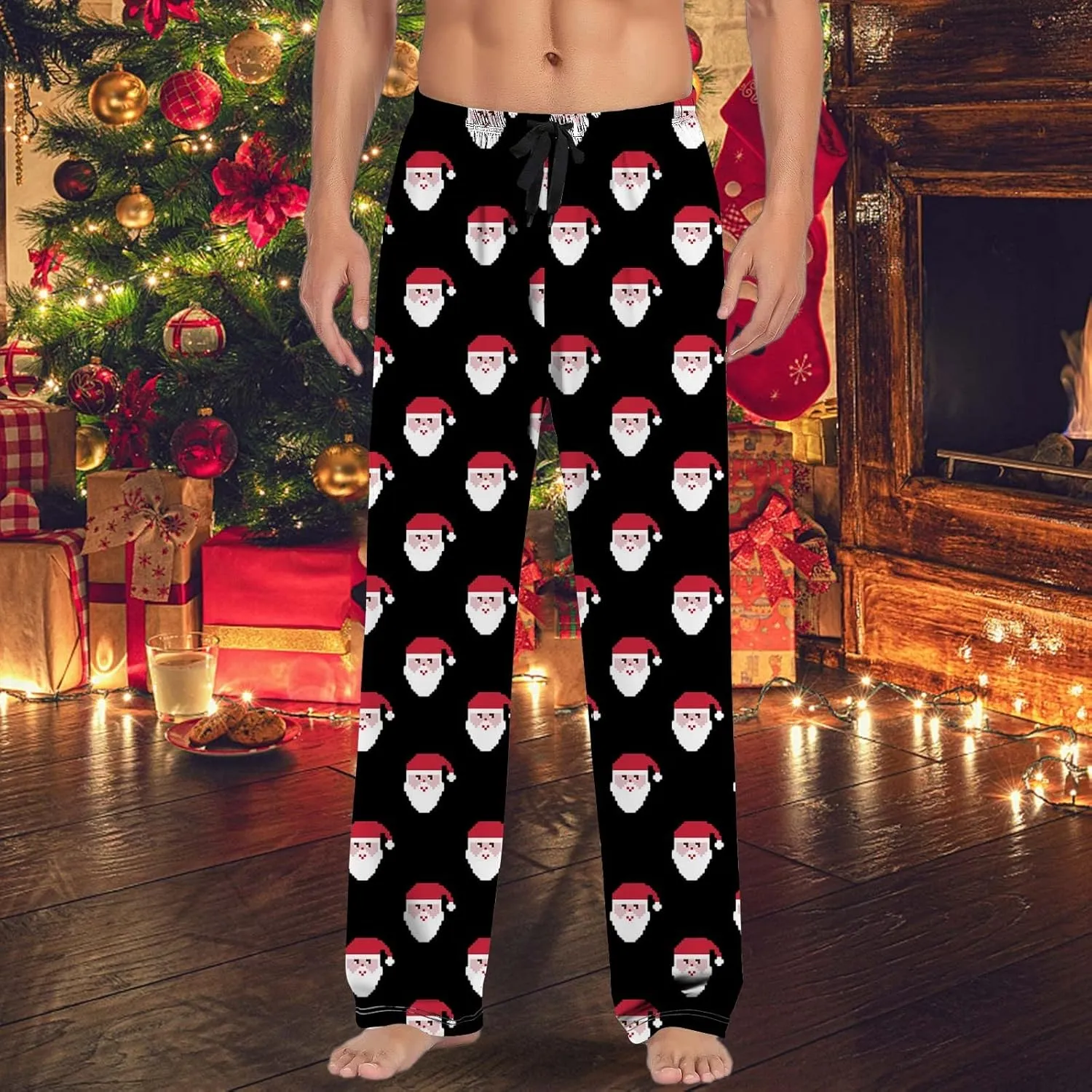 LCMTWX Pj Pants Casual Pants Pajama Pants with Drawstring and Pockets Men's Pants Christmas Pj Pants Mens Christmas Pajama