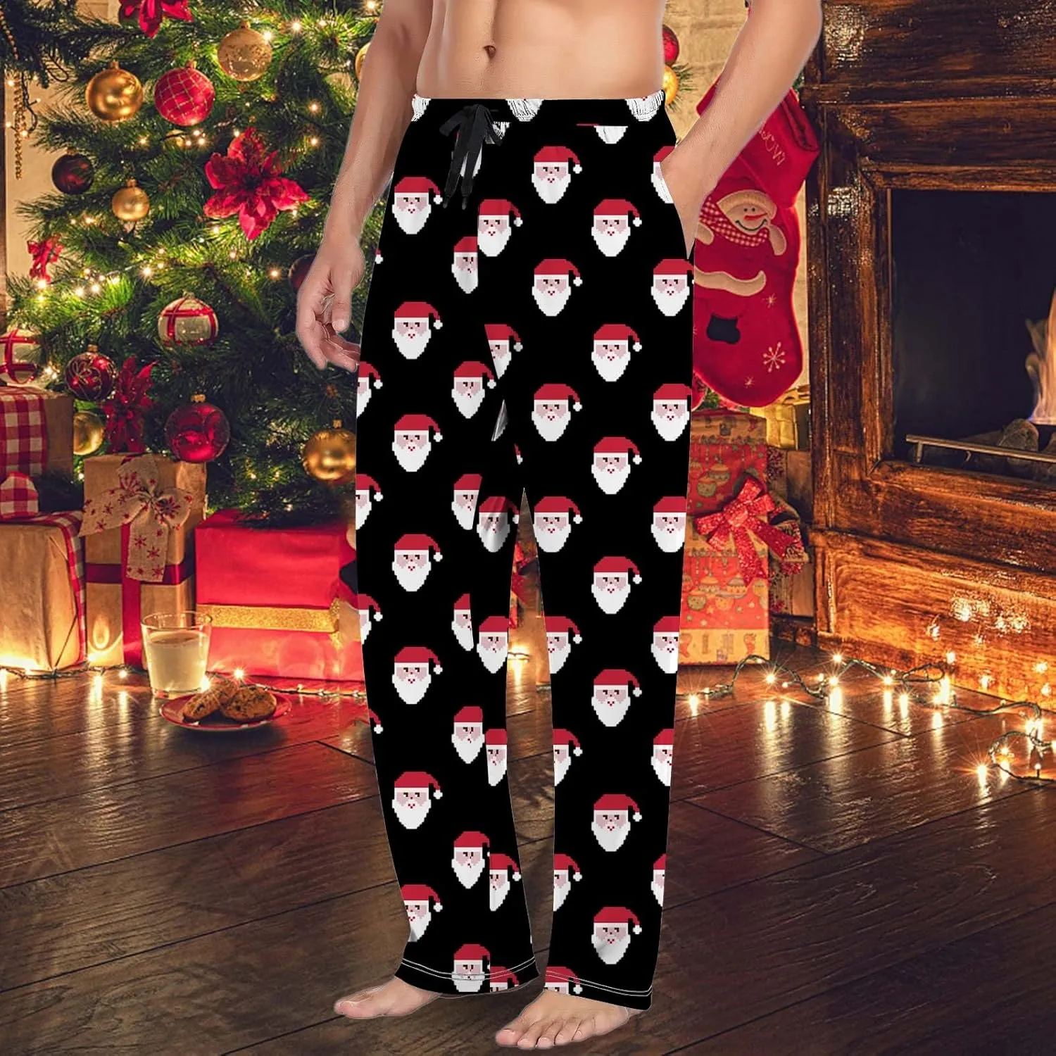 LCMTWX Pj Pants Casual Pants Pajama Pants with Drawstring and Pockets Men's Pants Christmas Pj Pants Mens Christmas Pajama