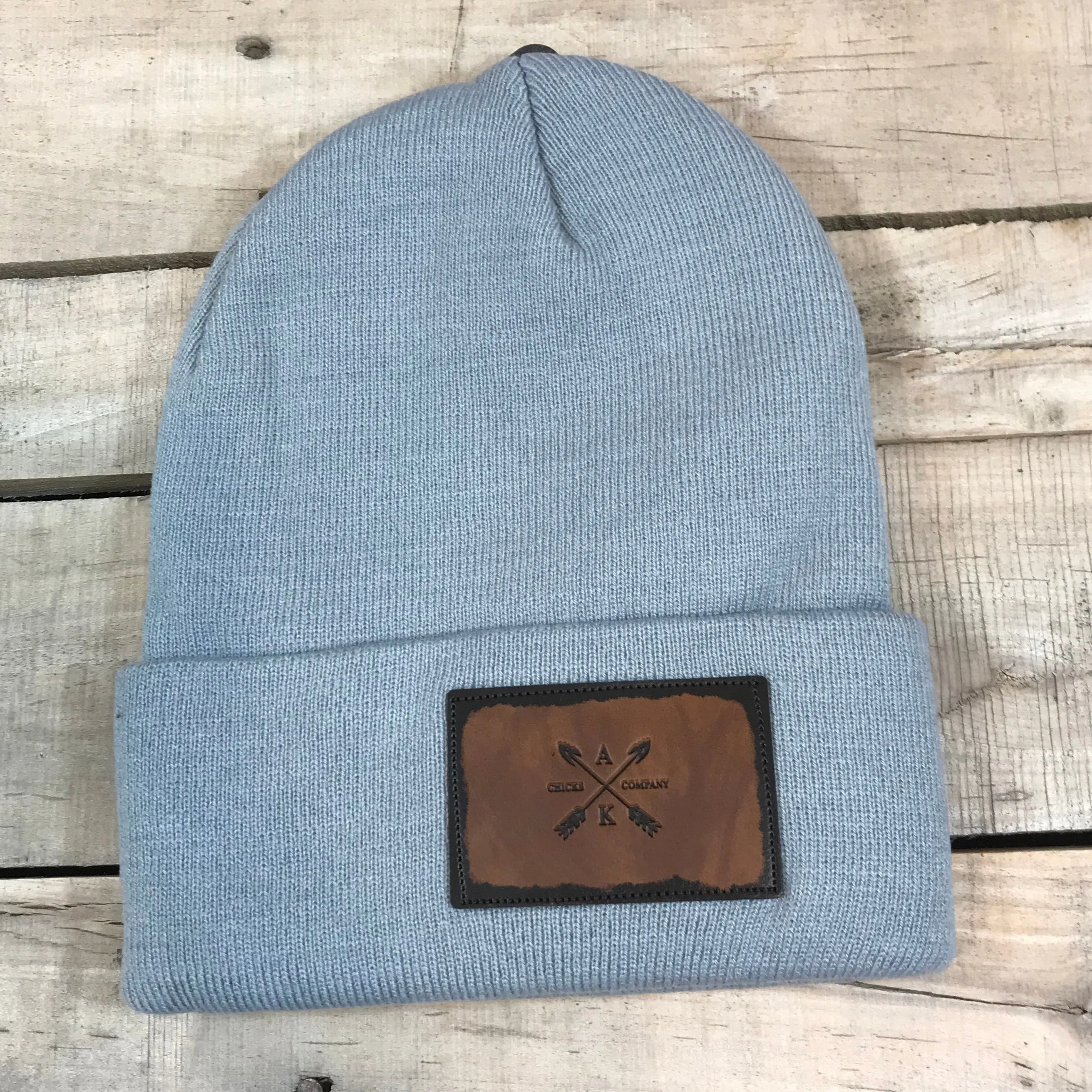 Leather Cross Arrow Patch Beanie