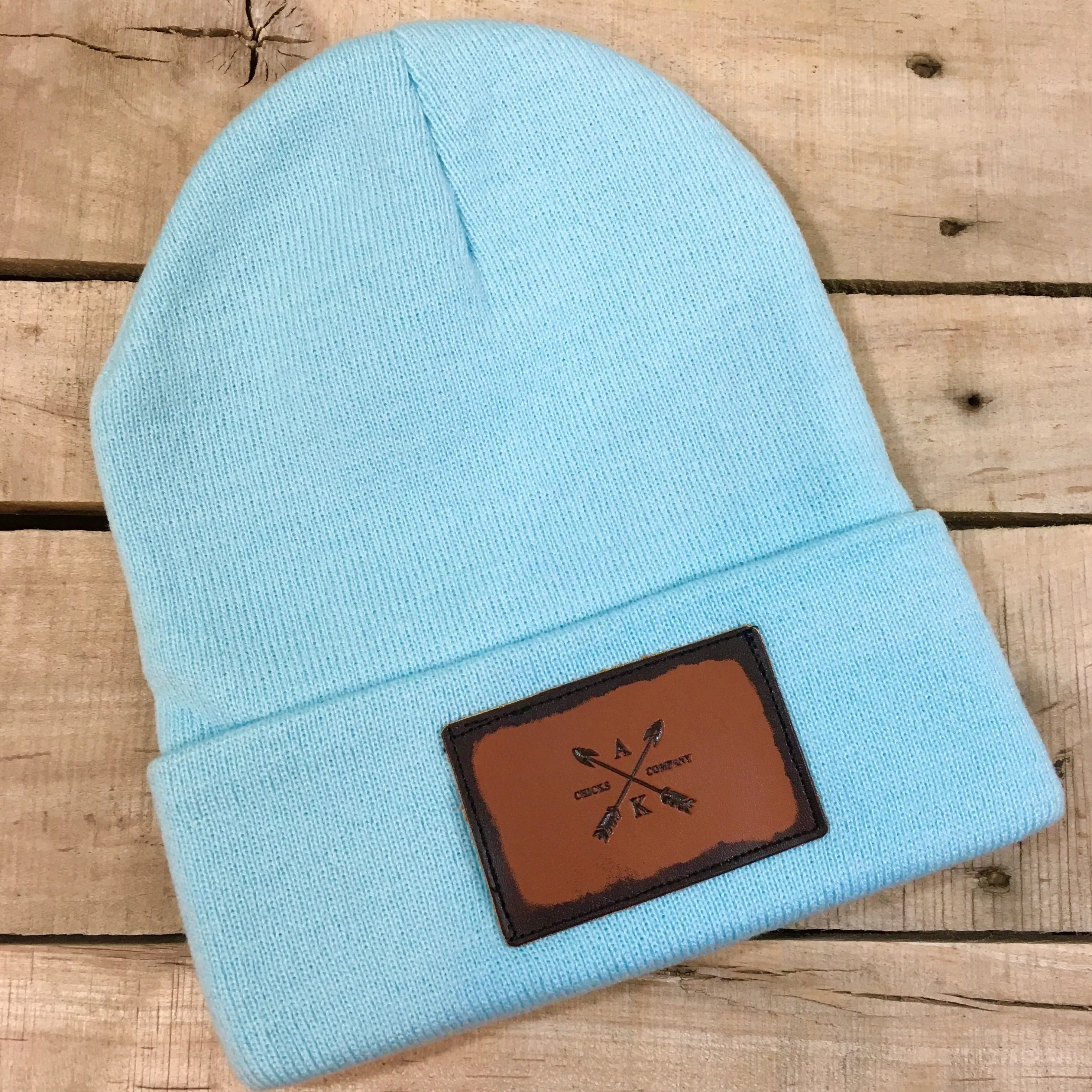 Leather Cross Arrow Patch Beanie