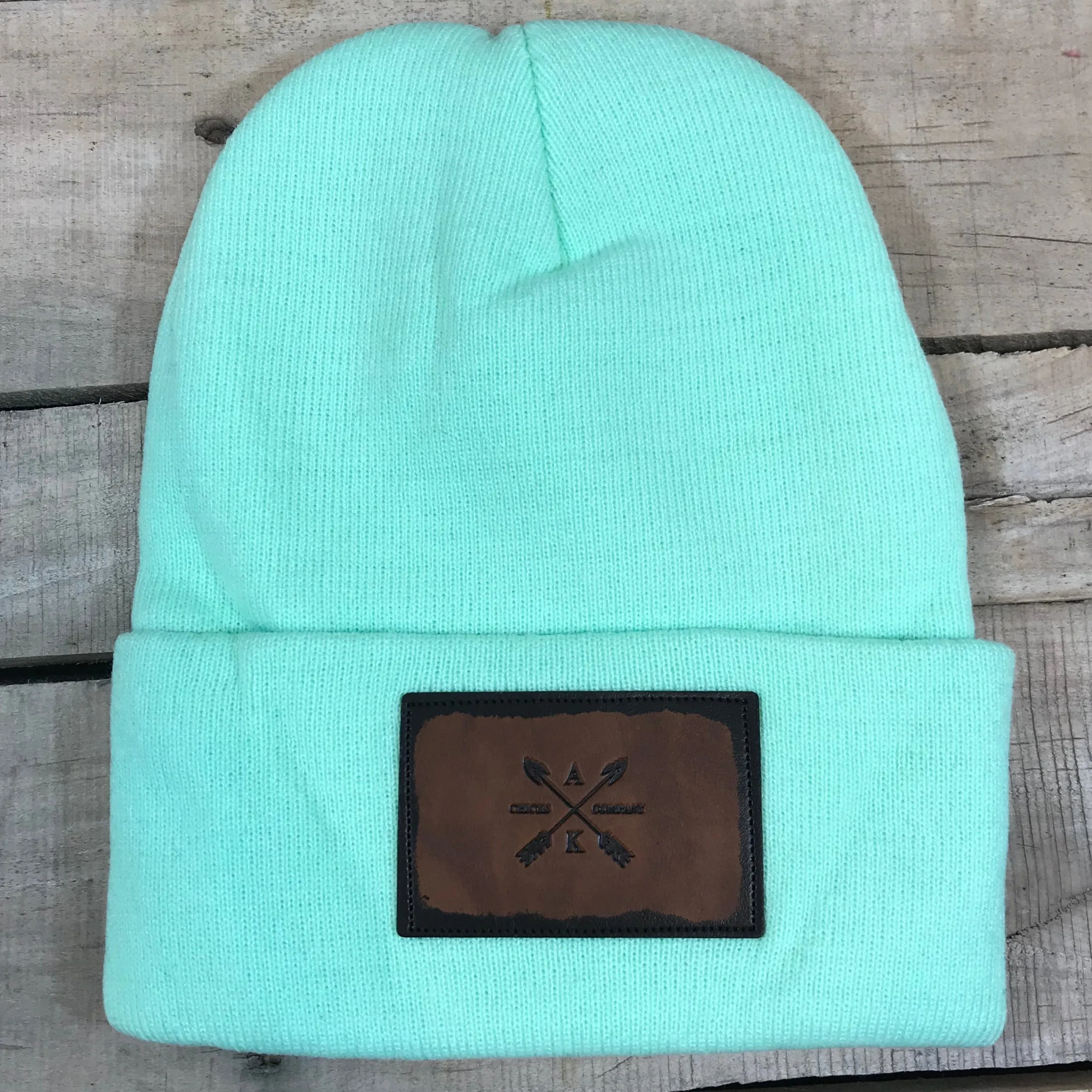 Leather Cross Arrow Patch Beanie