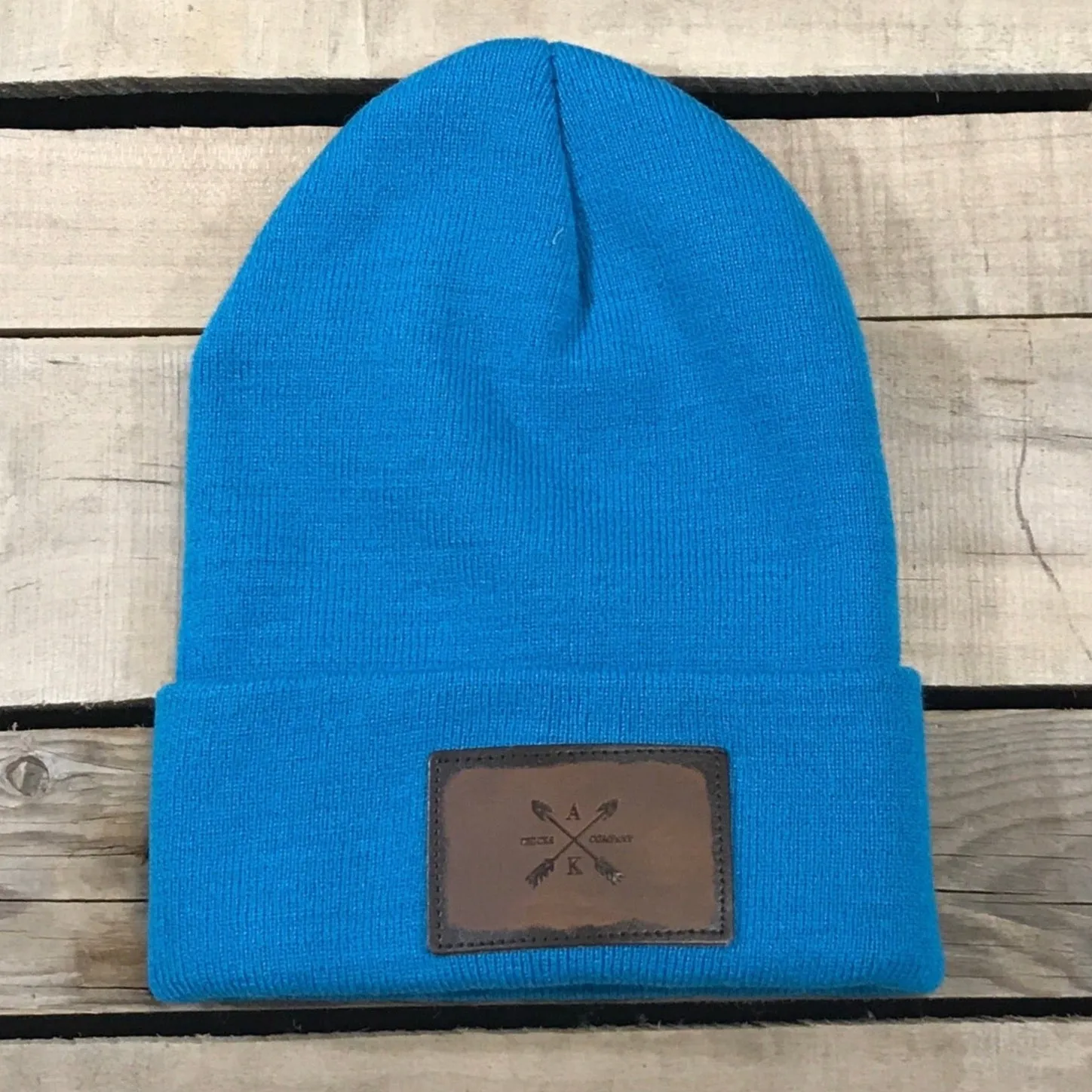 Leather Cross Arrow Patch Beanie