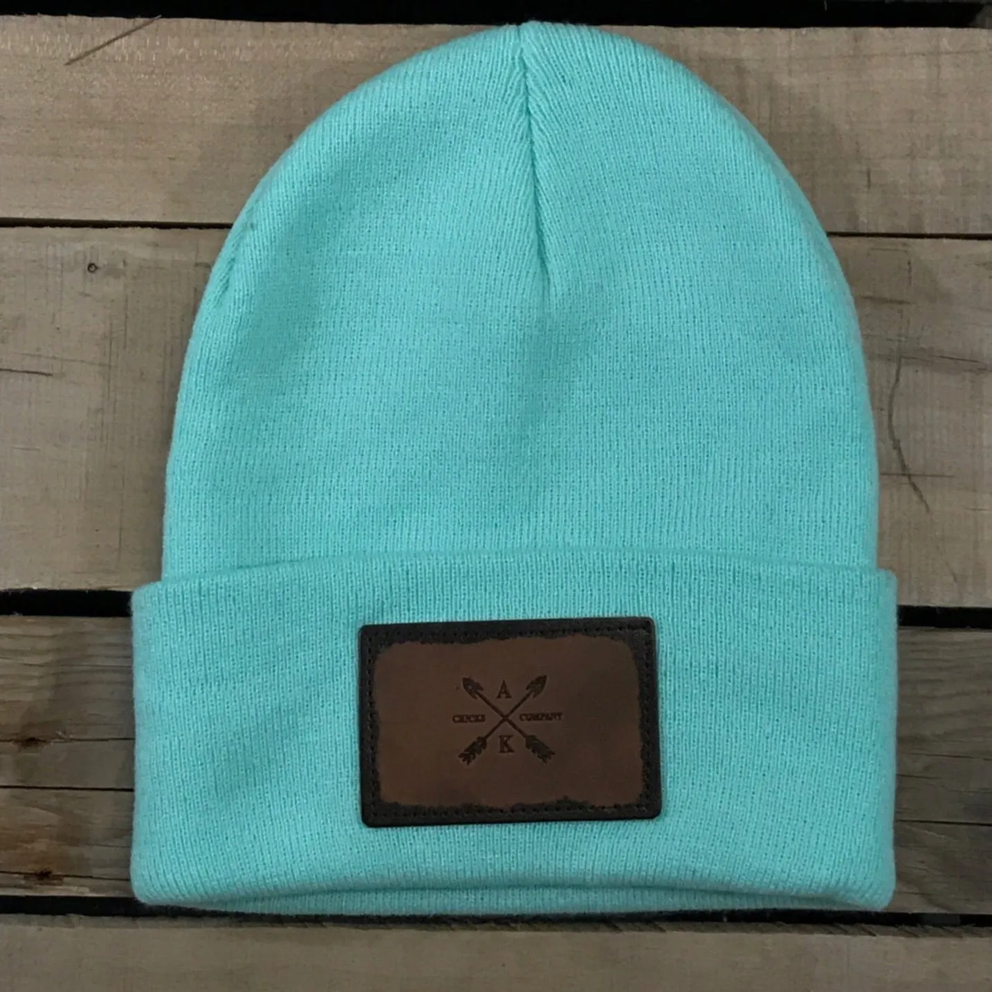 Leather Cross Arrow Patch Beanie