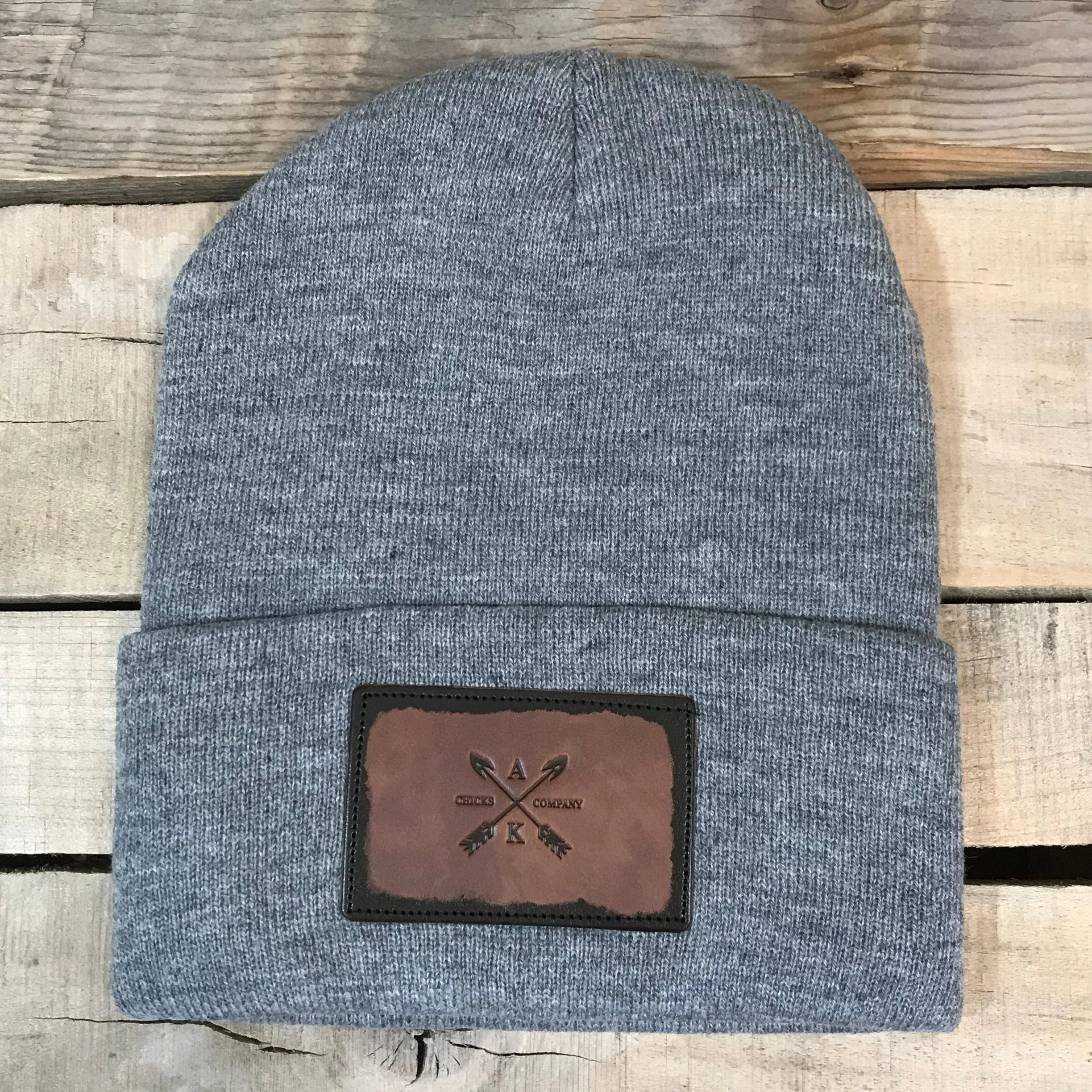 Leather Cross Arrow Patch Beanie