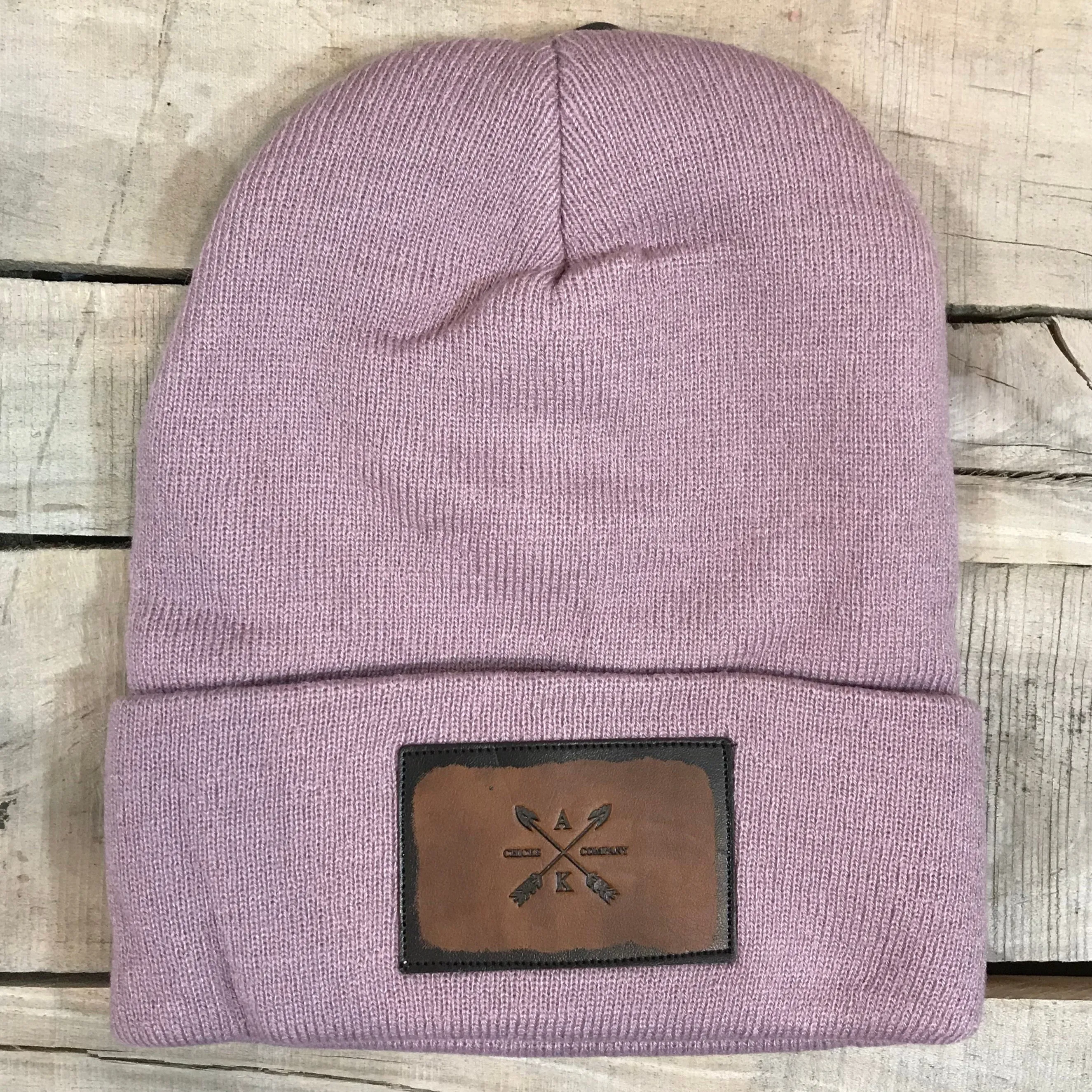 Leather Cross Arrow Patch Beanie