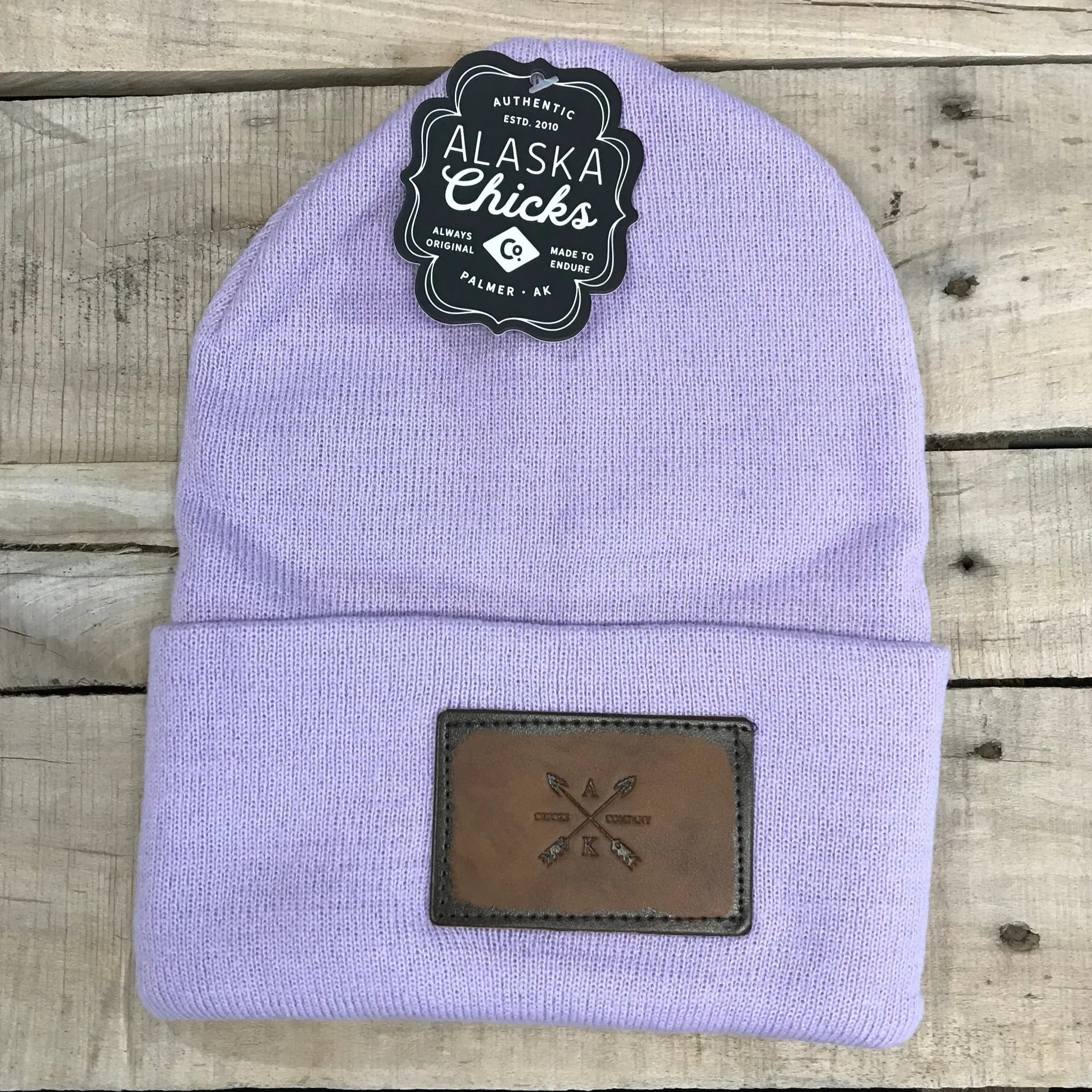 Leather Cross Arrow Patch Beanie