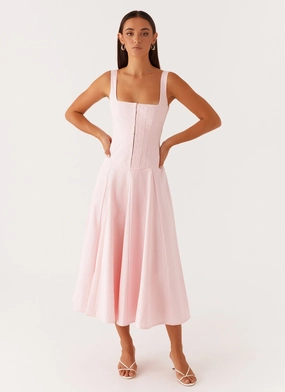 EcoFriendlyDye Ebony Midi Dress - Pastel Pink