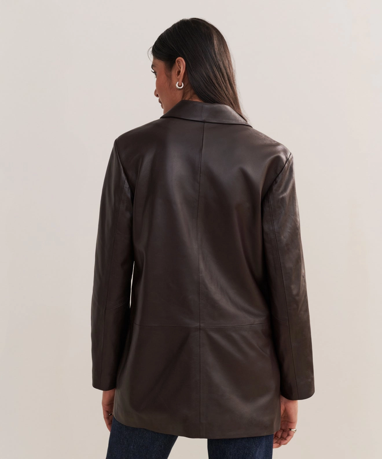 High Collar Options Reinforced Seam Construction Leather Brooke Blazer