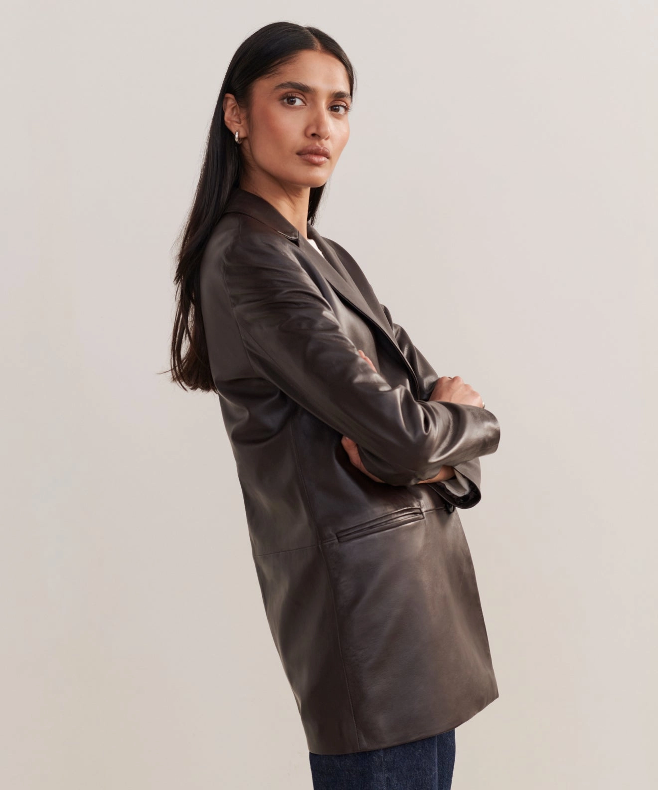 Leather Brooke Blazer Matte Surface Texture