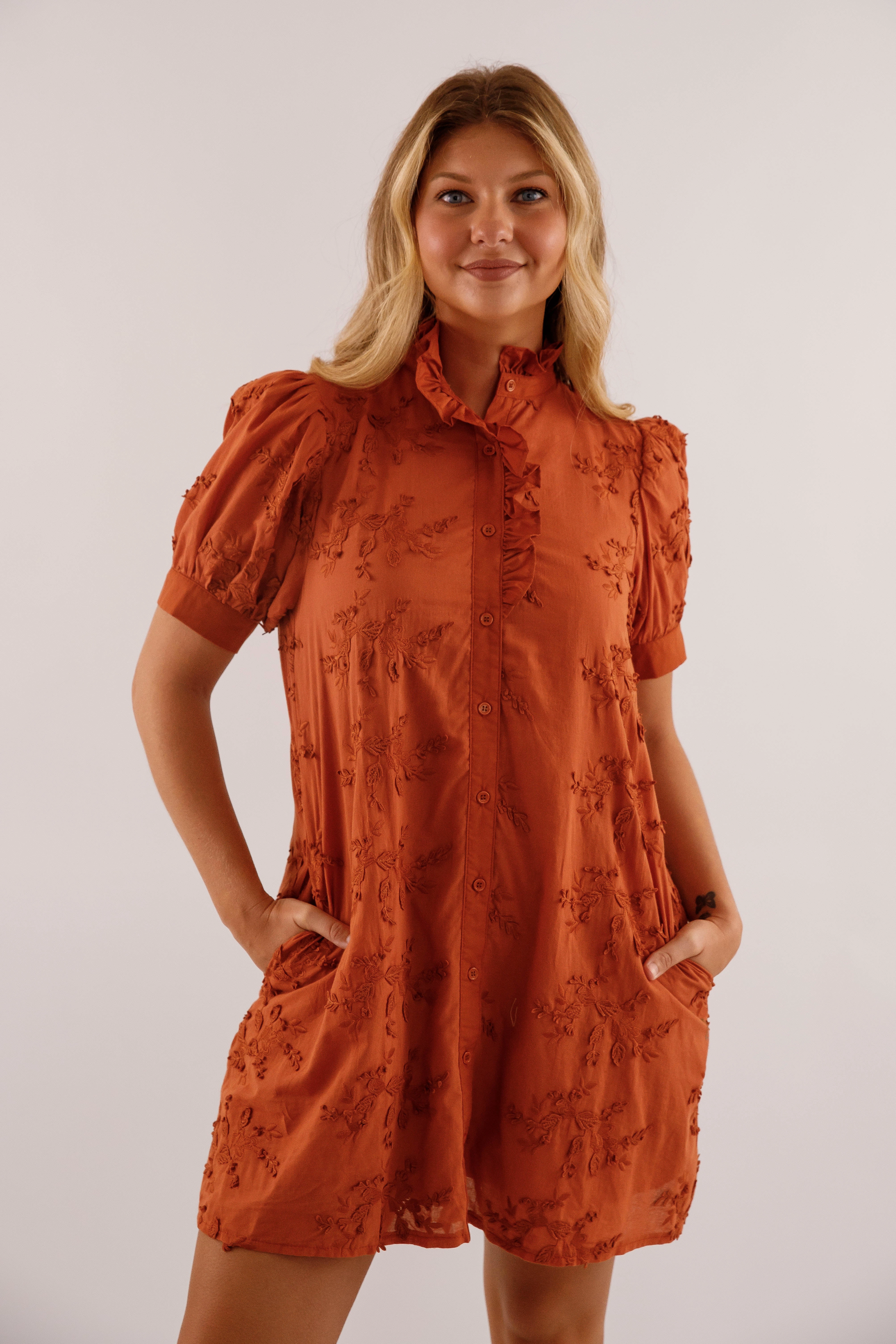 A Nice Introduction Dress-Rust Calm Fit