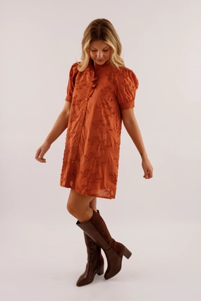 A Nice Introduction Dress-Rust Flattering Lines Thermal-Lined