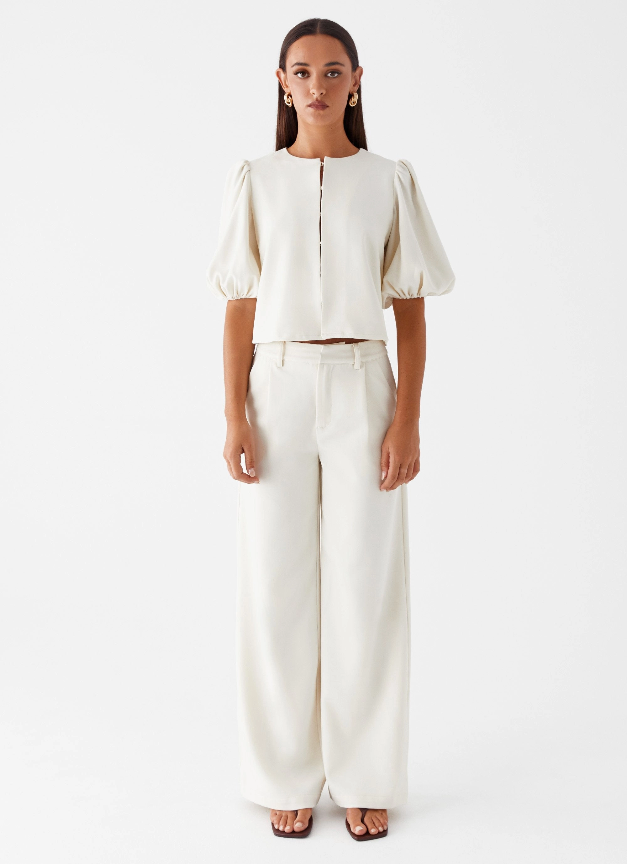 Leila Suiting Pants - Ivory Essential Comfort