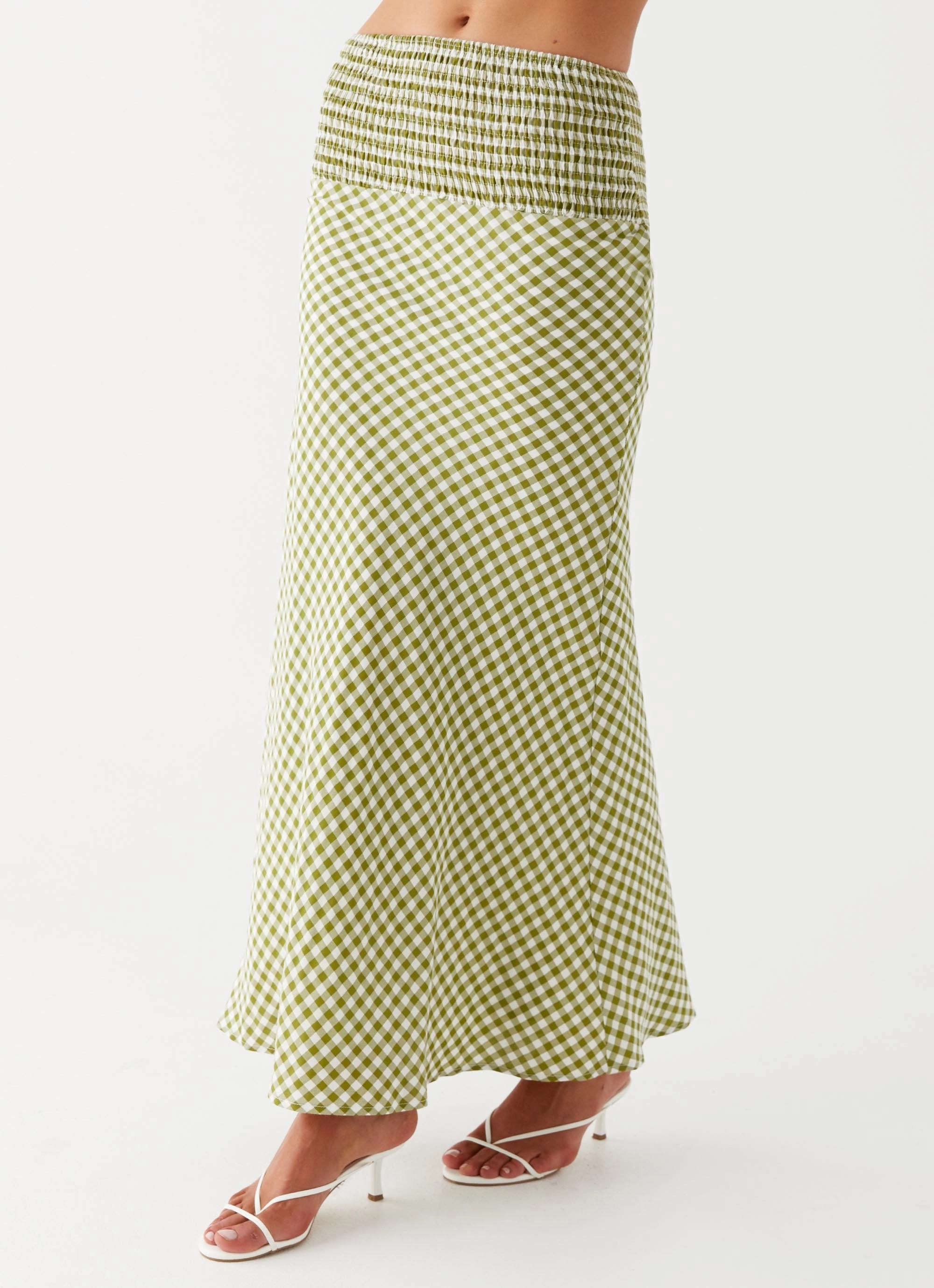 Leilani Maxi Skirt - Khaki Gingham NonRestrictiveFit