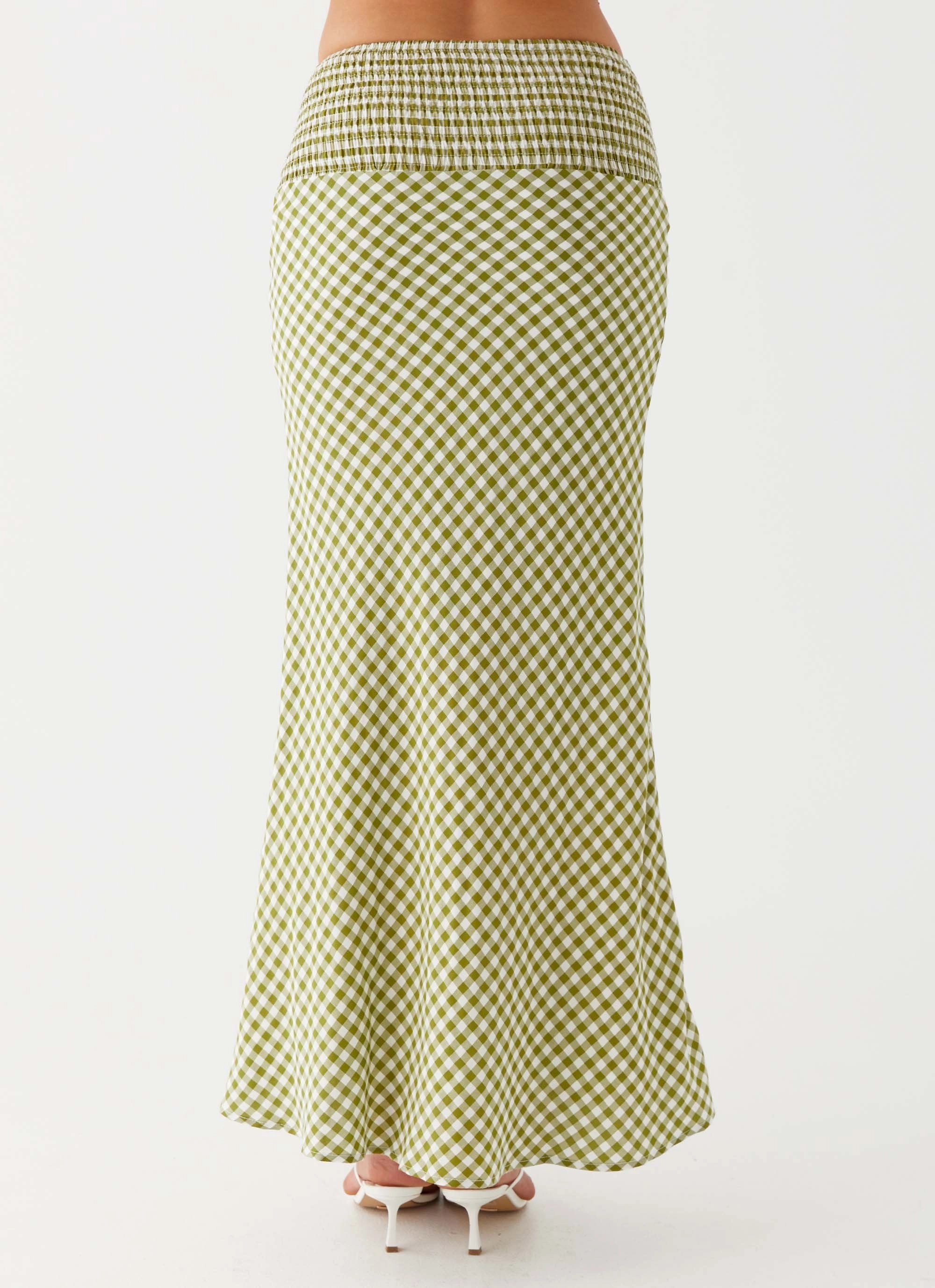 Street Active Leilani Maxi Skirt - Khaki Gingham