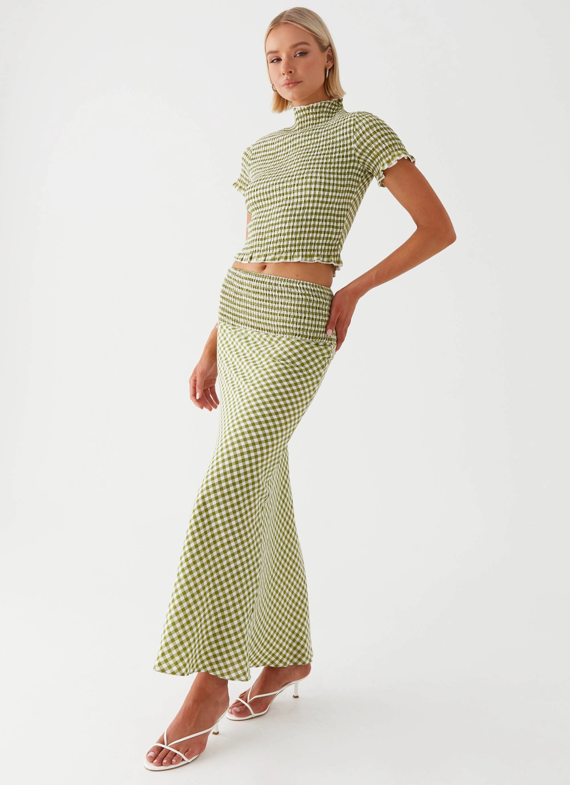 Slim Wear Design Comfortable Layers Leilani Maxi Skirt - Khaki Gingham