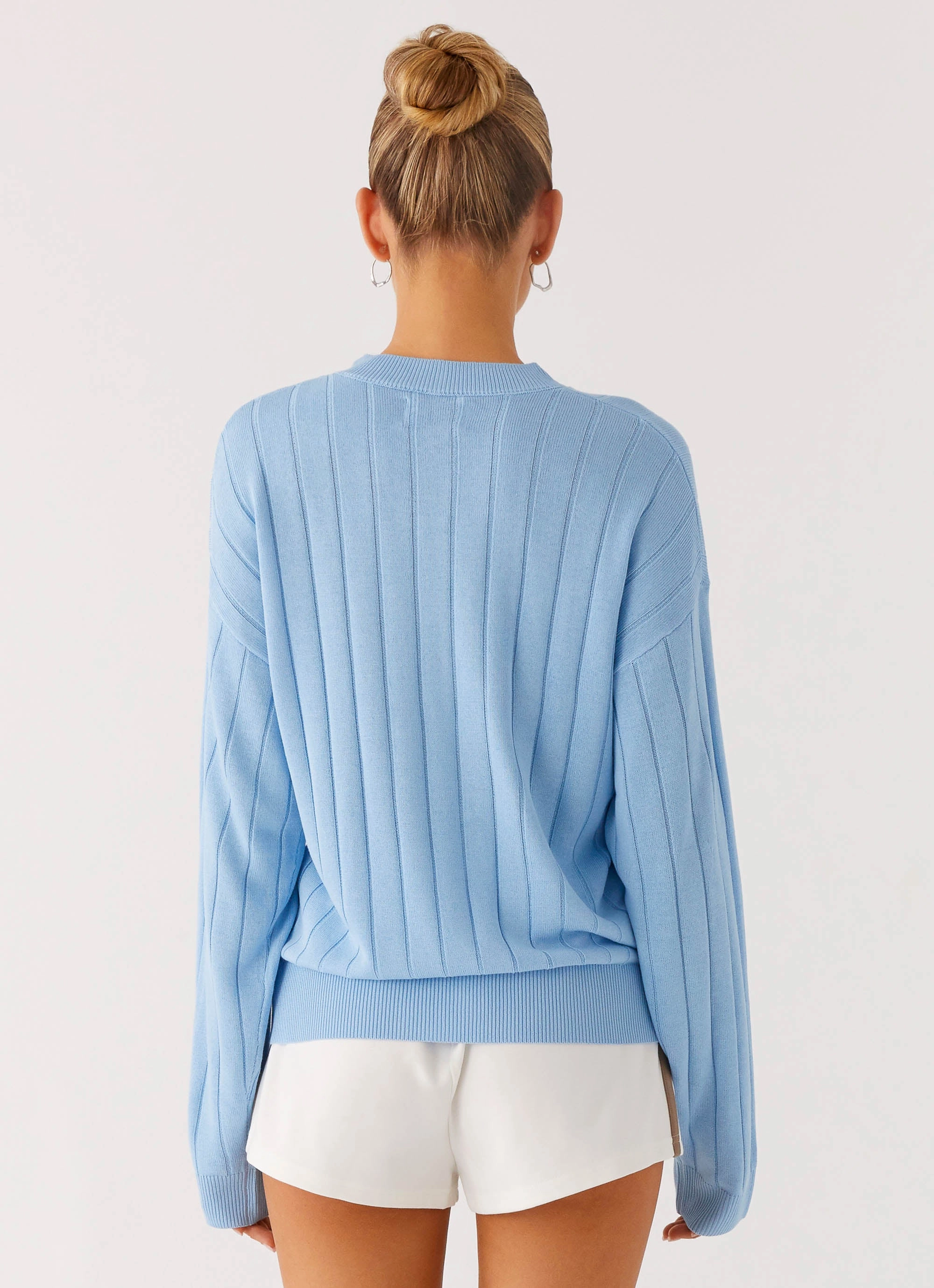 Leo Oversized Cardigan - Sky Blue Moisture Wicking Fabric